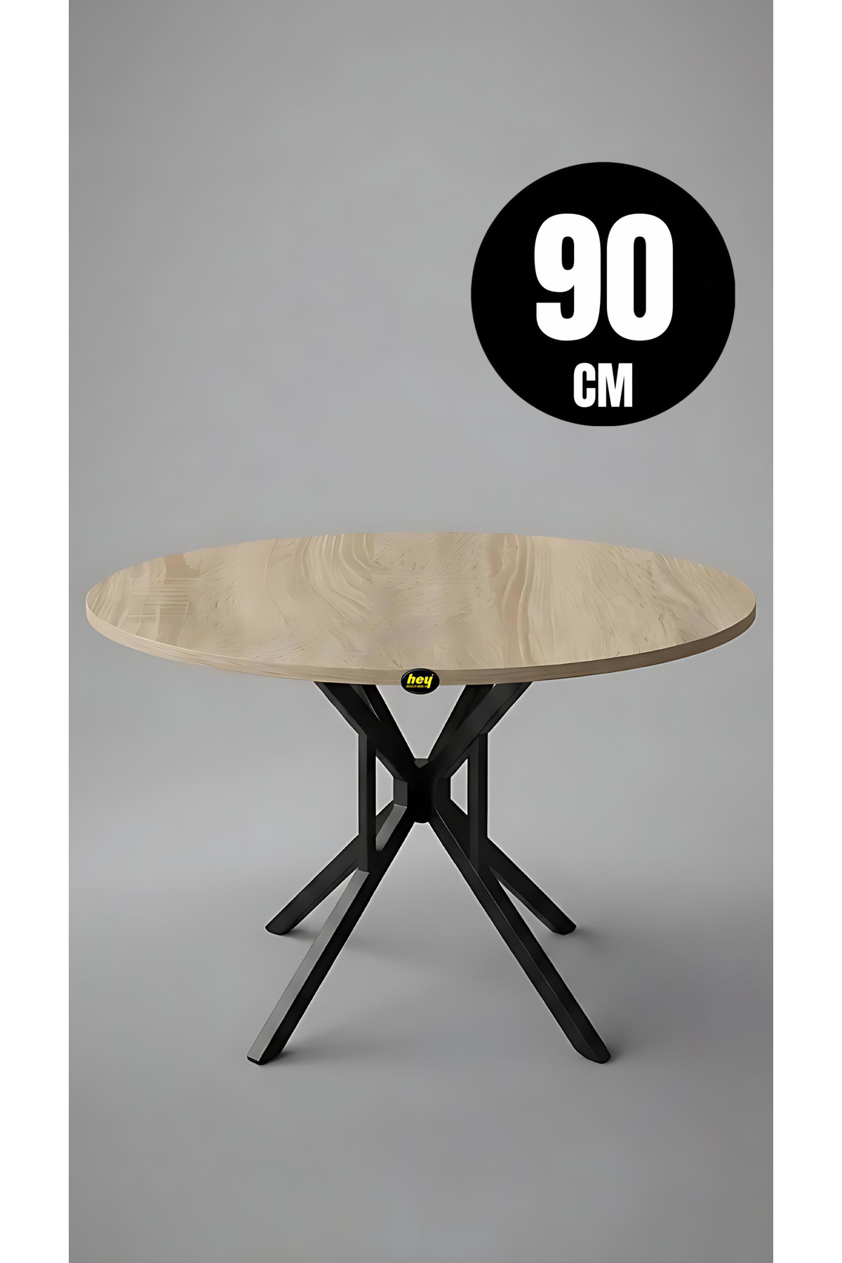 90 Cm Selin Sonoma Round Kitchen Table Dining Table Balcony Table Metal Black Leg