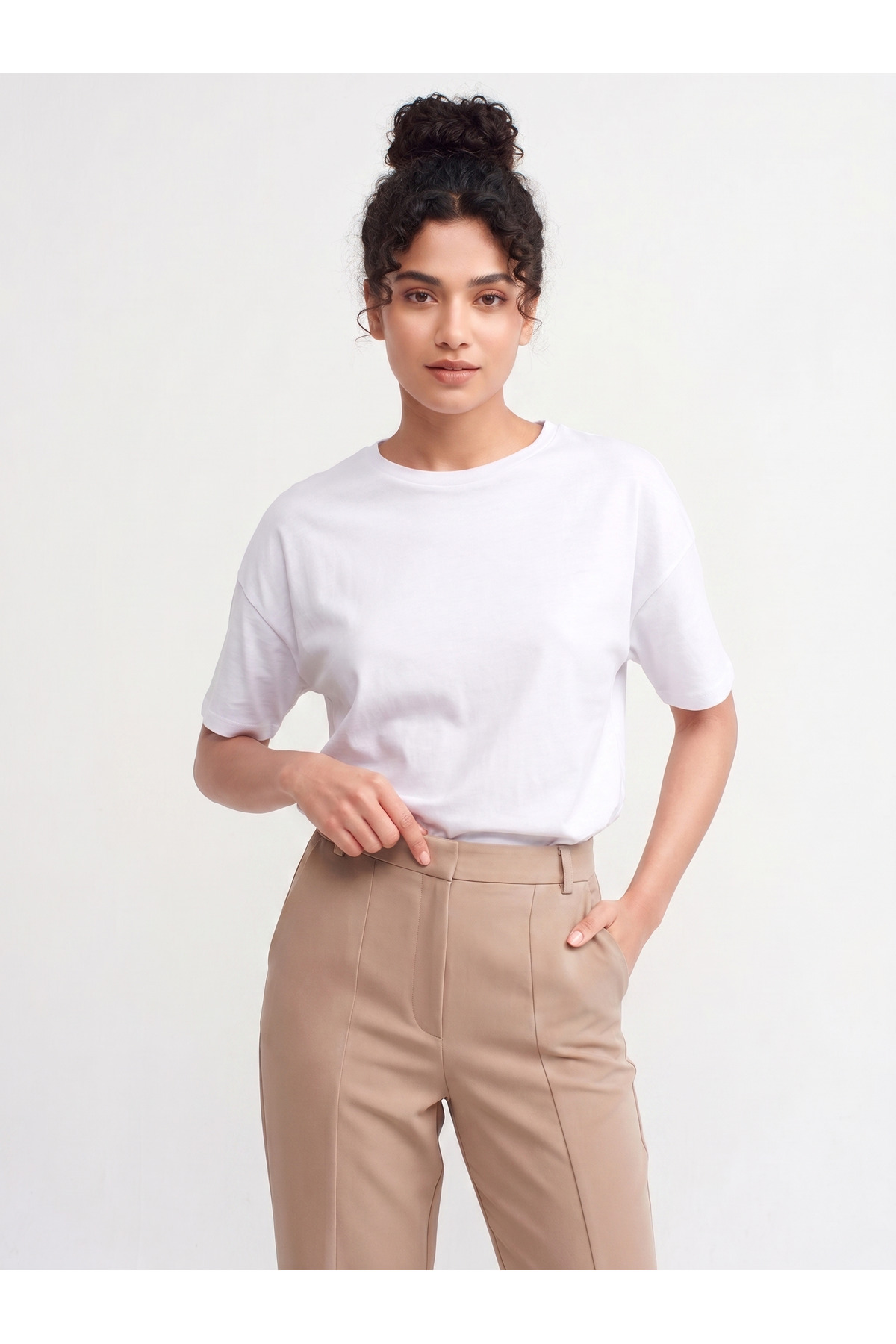 Women's Low Shoulder Basic Plain T-Shirt Summer Cotton Fabric