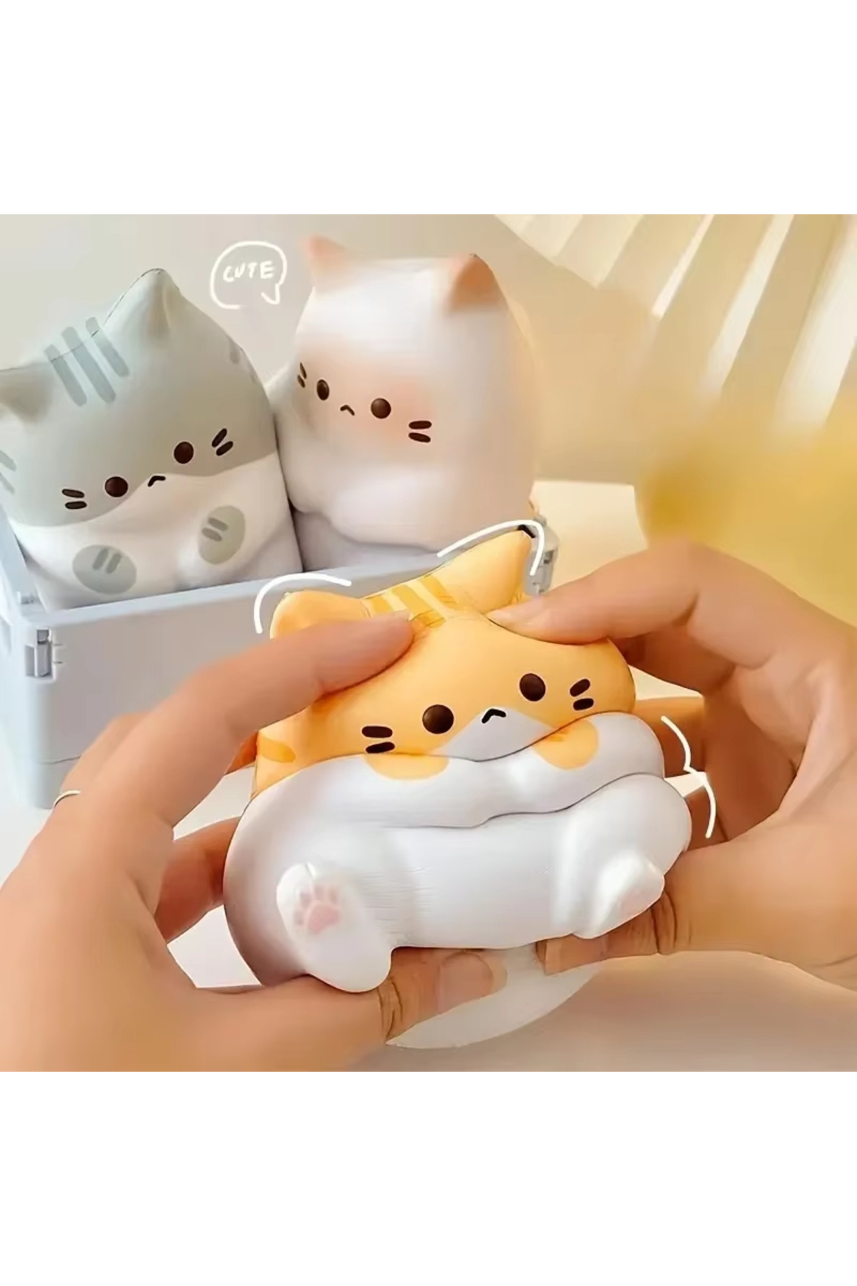 Choice1 1Pc Adorable Cartoon Cat Squeeze Toys for Kids Adult Soft Pinch PU Sl...