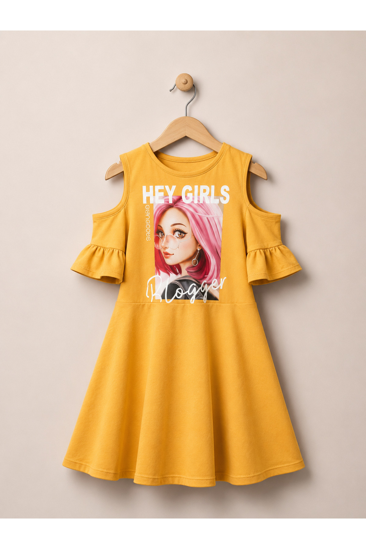 Girls Short Sleeve Lycra Combed Cotton Printed Dress