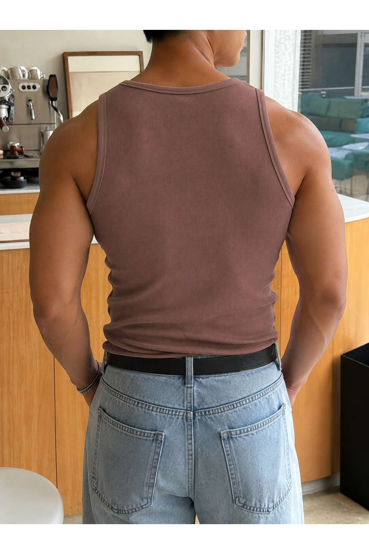 gamaro premium Erkek Halter Yaka compak penye kaşkorse fitted kalıp sporcu Likralı Atlet görsel 2