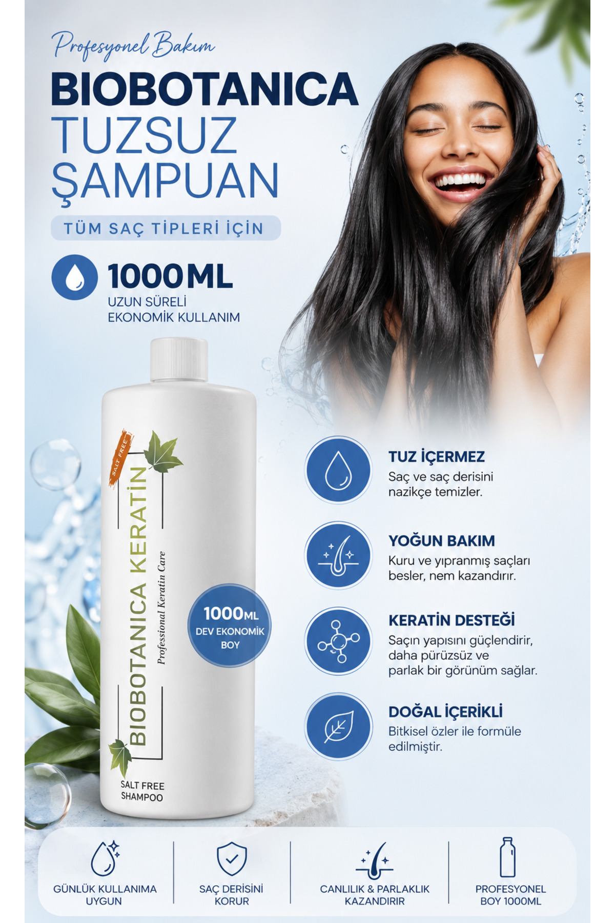 Biobotanica Tuzsuz - Salt Free Tüm Saçlar Için Şampuan 1000 ml — BBTNCSLTFRSMPN001