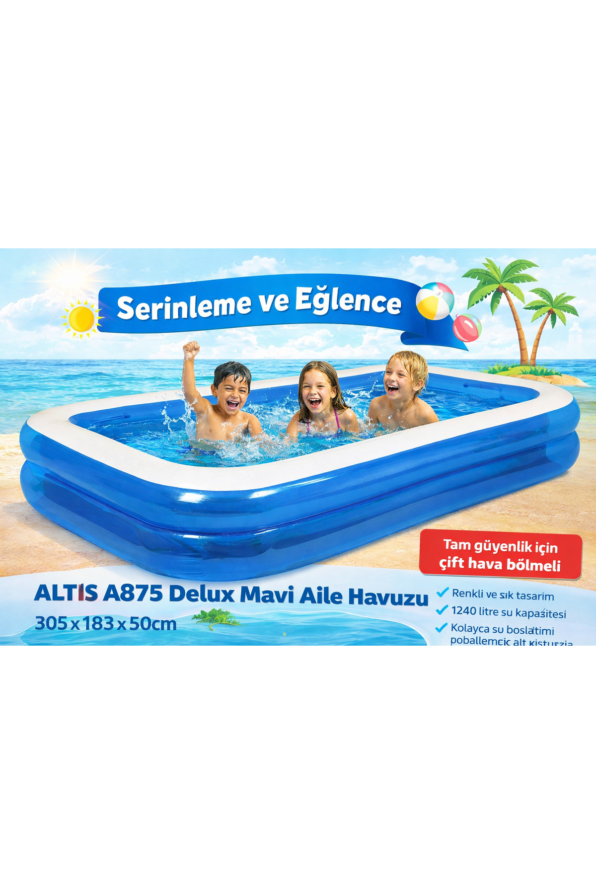 ALTIS A875 Aile Delux Mavi Havuz 305x183x50cm - Fiyatı, Yorumları