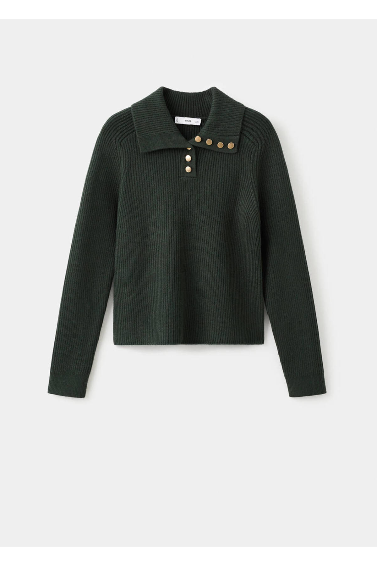 MANGO Woman Polo yaka düğmeli ribana kazak görsel 3
