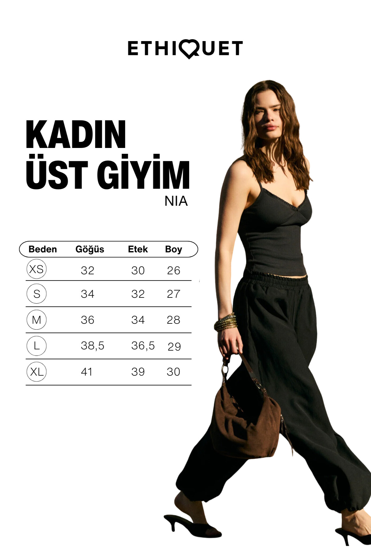 ETHIQUET NIA Kadın Organik Pamuk Yumuşak Ve Esnek Kumaş Fırfır Detaylı Siyah Atlet görsel 6