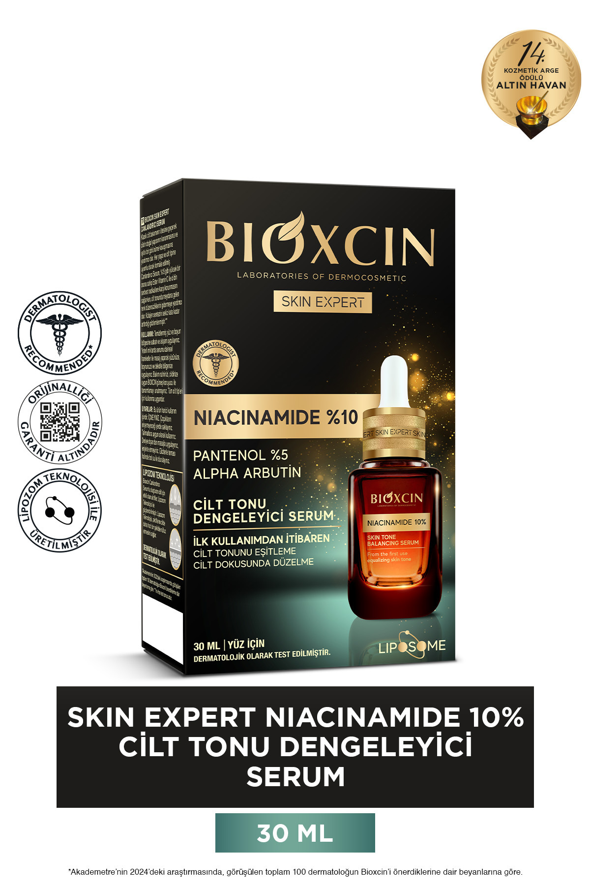 Bioxcin بیوکسین سرم 10% نیاسینامید اسکین اکسپرت، 30 میلی لیتر - سرم متعادل کننده رنگ صورت پانتنول 5% آلفا آربوتین — 8680512634546