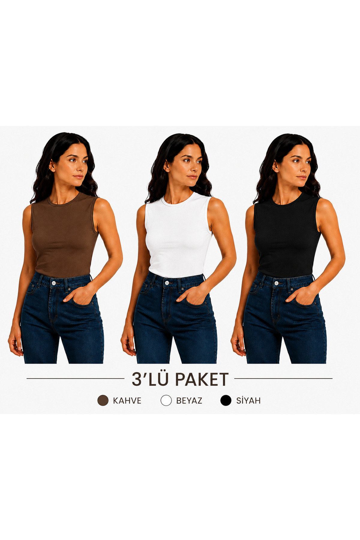 bicycle neck zero sleeve viscose knitted fabric women's bodysuit 3-pack
