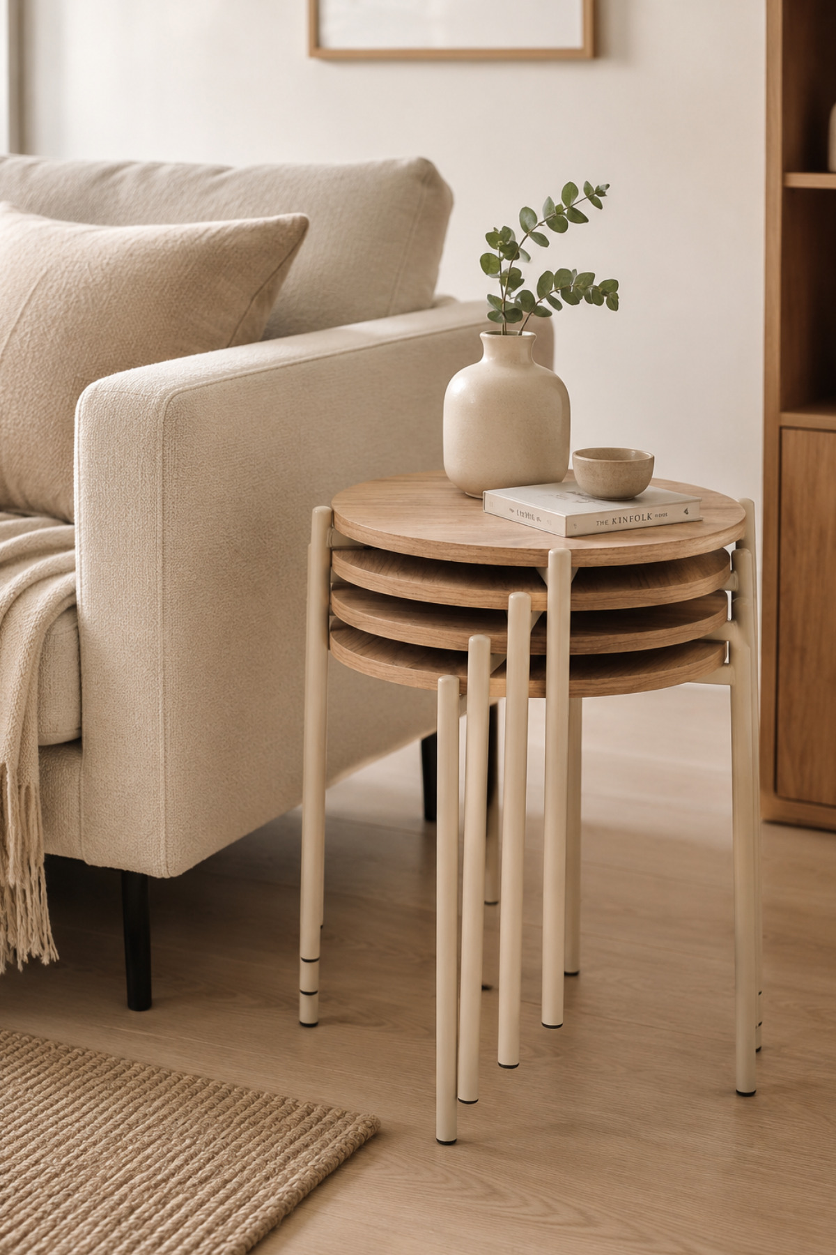 Moon Metal Mink Foot Multipurpose Zigon Stool (4 Pieces)
