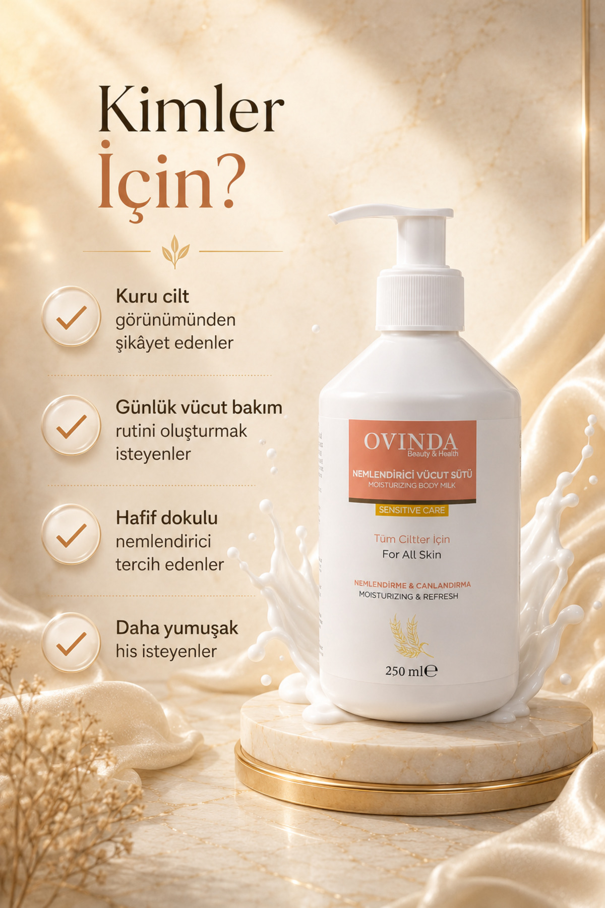 Nemlendirici Vücut Sütü Yoğun Nem Bakımı Badem Kuşburnu Buğday Yağı ve E Vitamini Tüm Ciltler 250 ml — OVD-01.03 — تصویر 3 از 6
