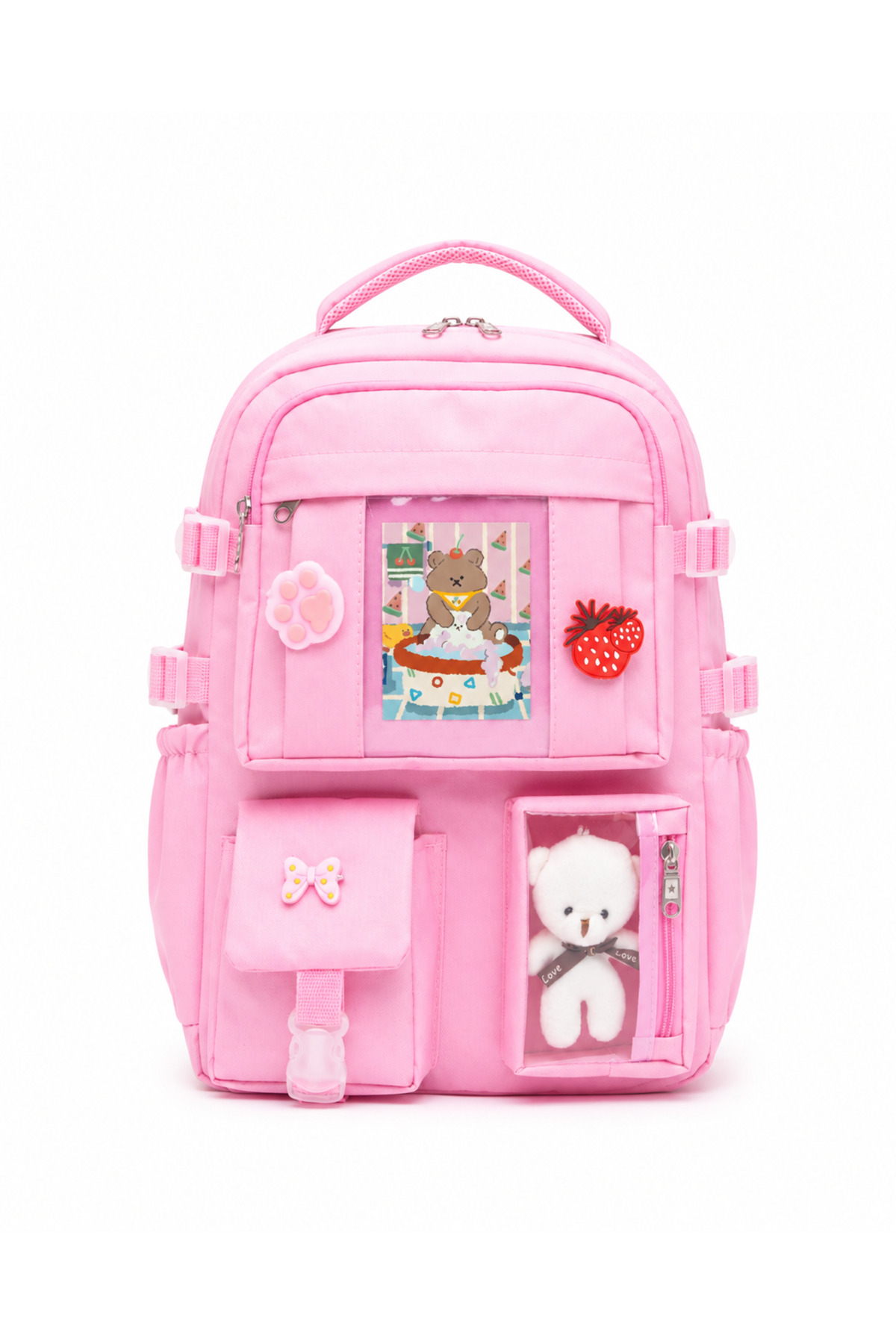 Kawaii Korean Style Full Accessory Orthopedic Native Casual School Backpack Girl Boy