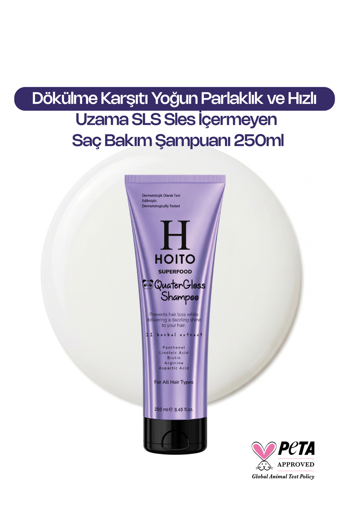 Hoito Dökülme Karşıtı Yoğun Parlaklık ve Hızlı Uzama Tuz SLS Sles İçermeyen Saç Bakım Şampuanı 250ml — H10035