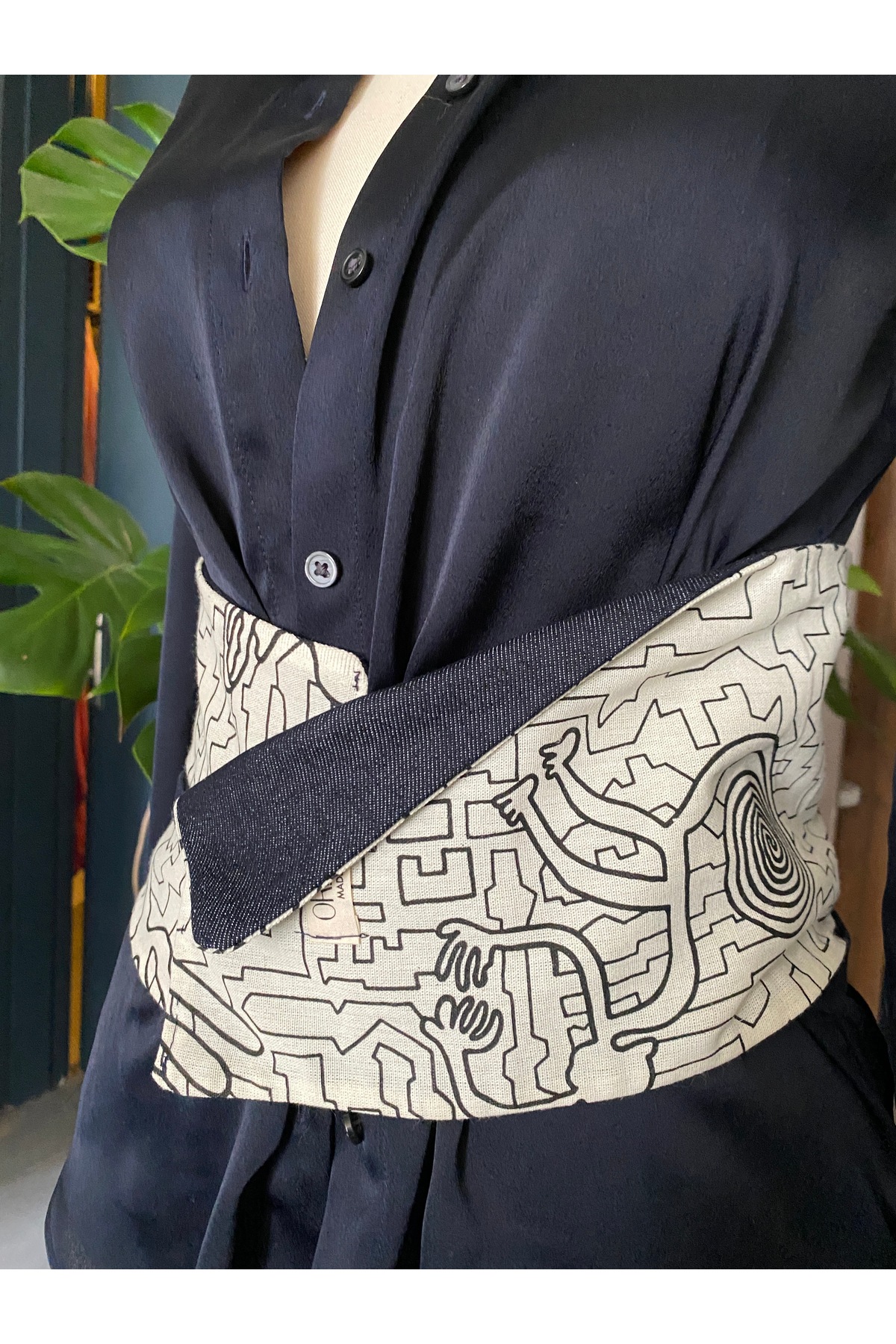 Two-Piece Nasca Obi Belt — Cream / Denim