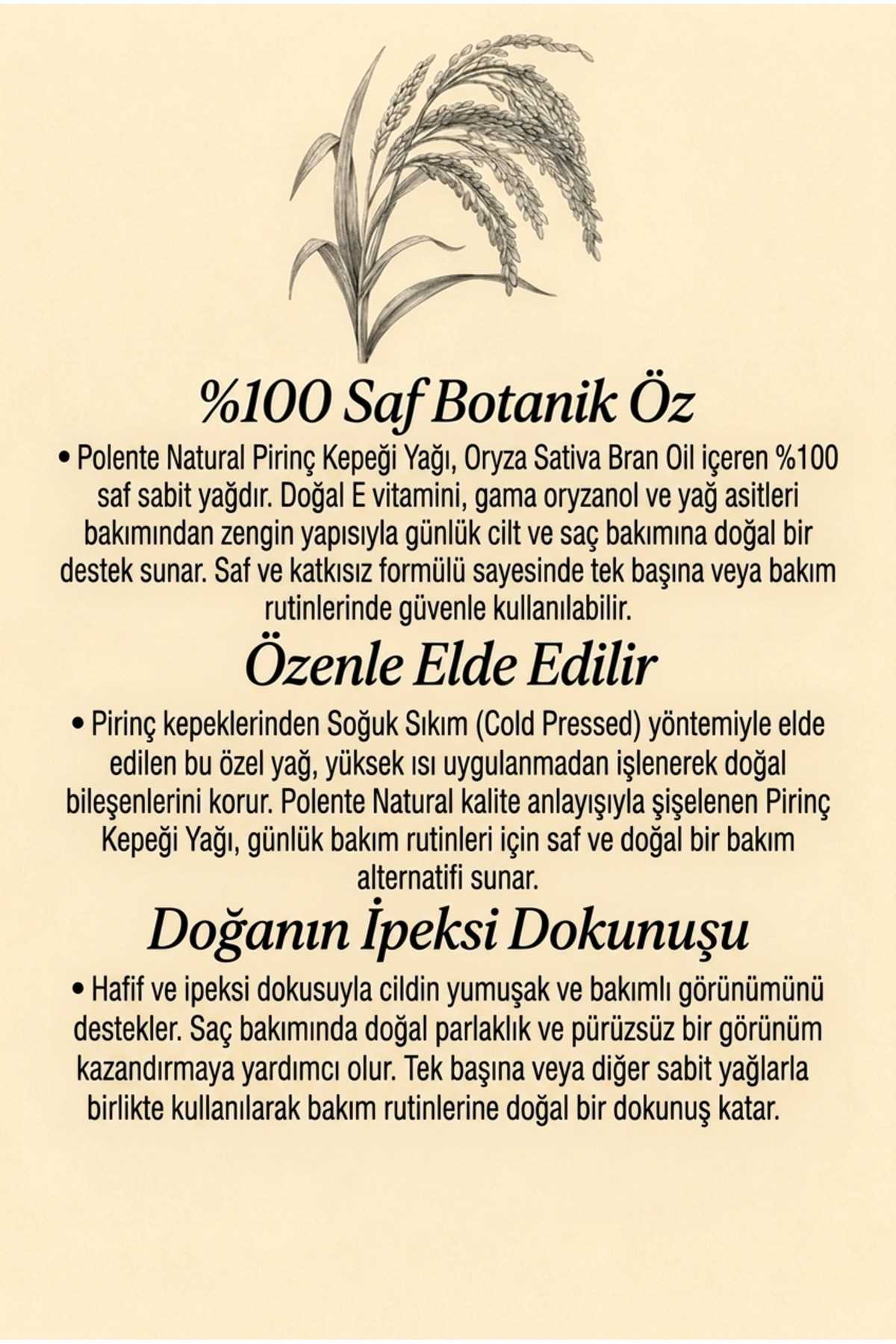 Soğuk Sıkım Pirinç Kepegi Yağı 30 ml — Oryza Sativa Bran Oil — تصویر 4 از 5