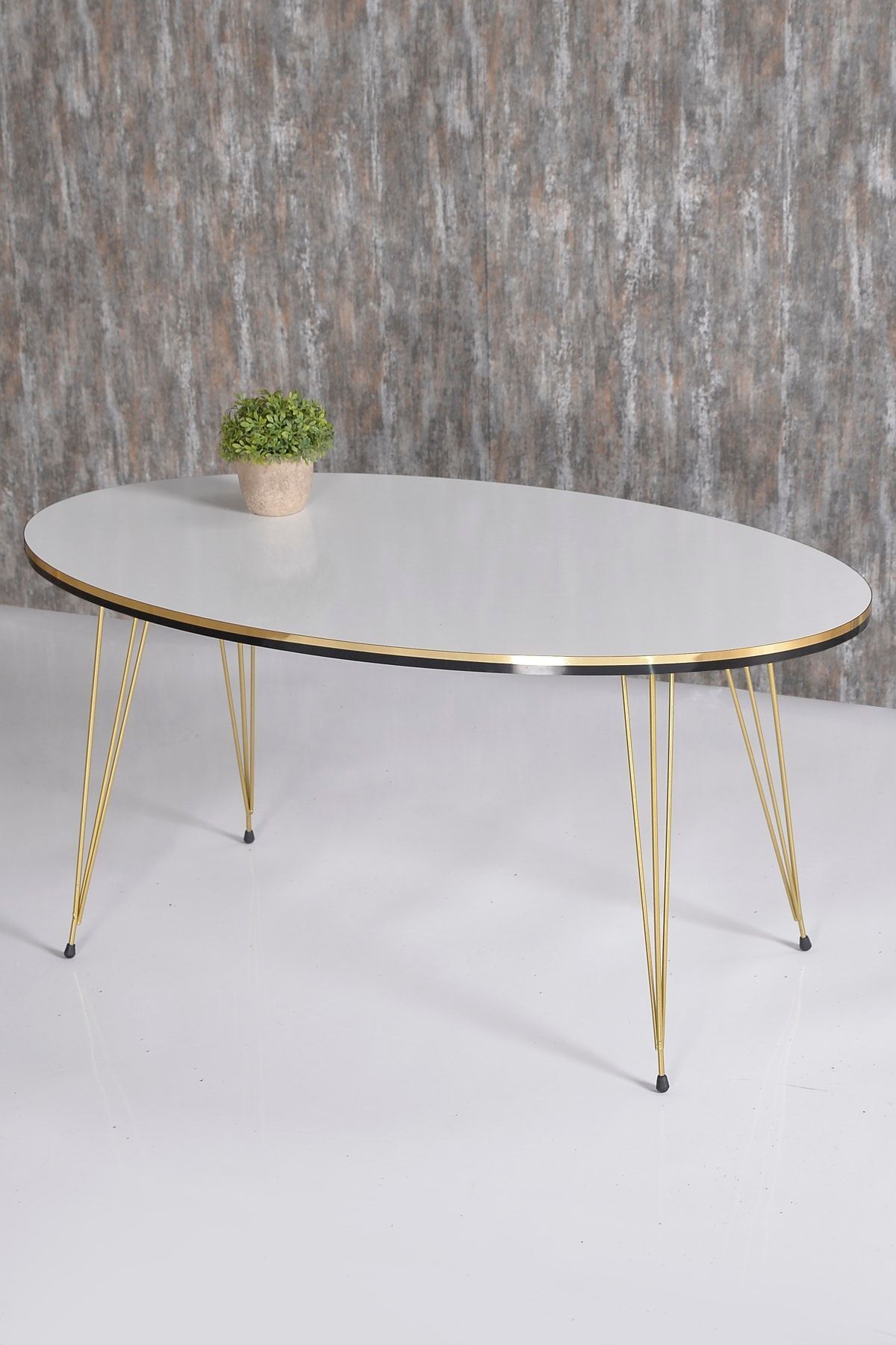 Goldfalez Gold Tel Oval Orta Sehpa Beyaz