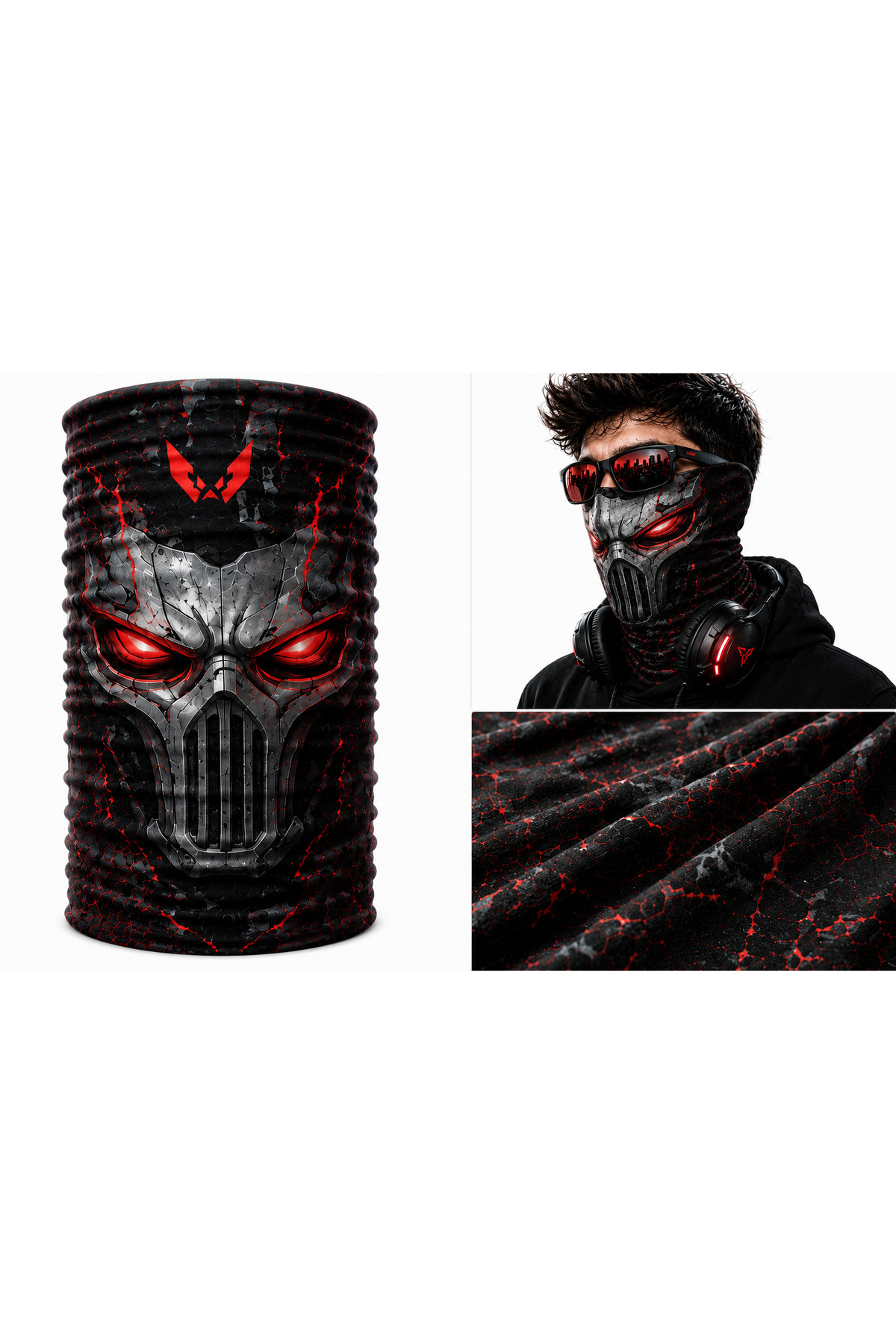 FG KONNİCHİWA Ghost Tam Yüze Oturan Farkındalık Maskesi Tarz Senin Gamer Kamufile Yüz Maskesi ve Boyunluk ve Günlük ve Motosiklet Kullanımı UV Korumalı Çok Amaçlı Boyunluk