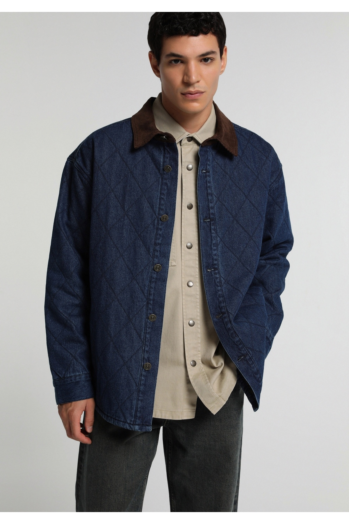 Colin's Oversize Fit Düğmeli Astarlı Erkek Dark İndigo Denim Ceket