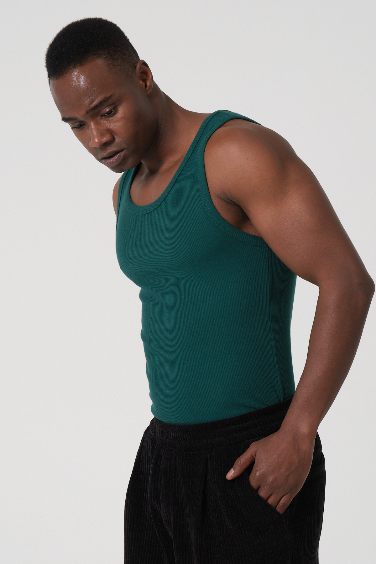 gamaro Erkek Halter Yaka slimfit Sporcu Likralı Atlet görsel 3