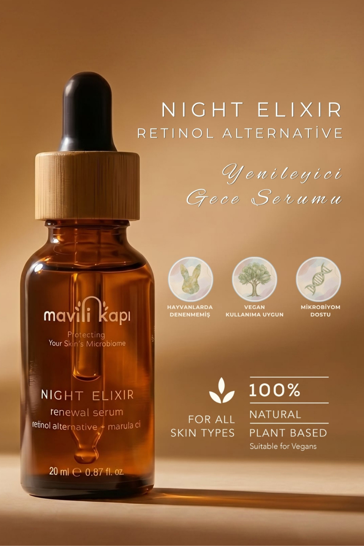 Mavili Kapı Night Elixir Yenileyici Gece Serumu | Doğal Retinol Alternatifi Bakuchiol 20 ml Tüm Ciltler için — 8682079417983