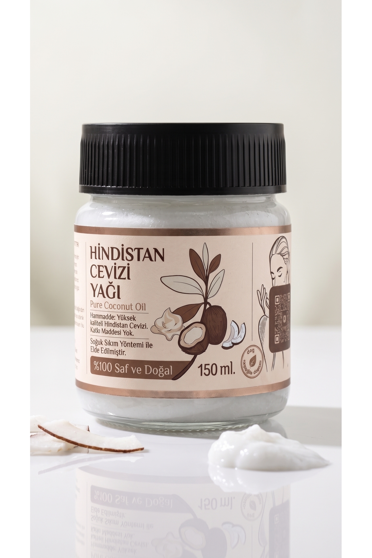 150 ml Saf Hindistan Cevizi Yağı / Soğuk Sıkım / %100 Saf Ve Doğal / Coconut Oil — 150ml-hindistan-cv-yag — تصویر 7 از 8