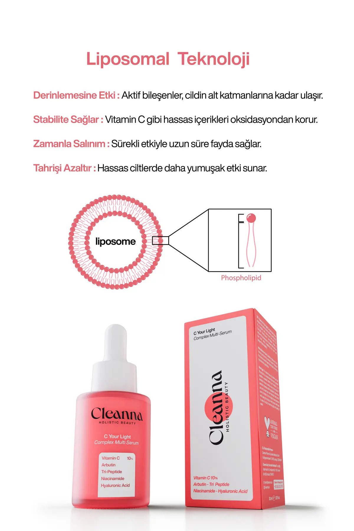 Leke Karşıtı Serum 30 ml | Aydınlatıcı C Vitamini Serumu | Cilt Tonu Eşitleyici Peptitli Bakım — 5001 — تصویر 6 از 8