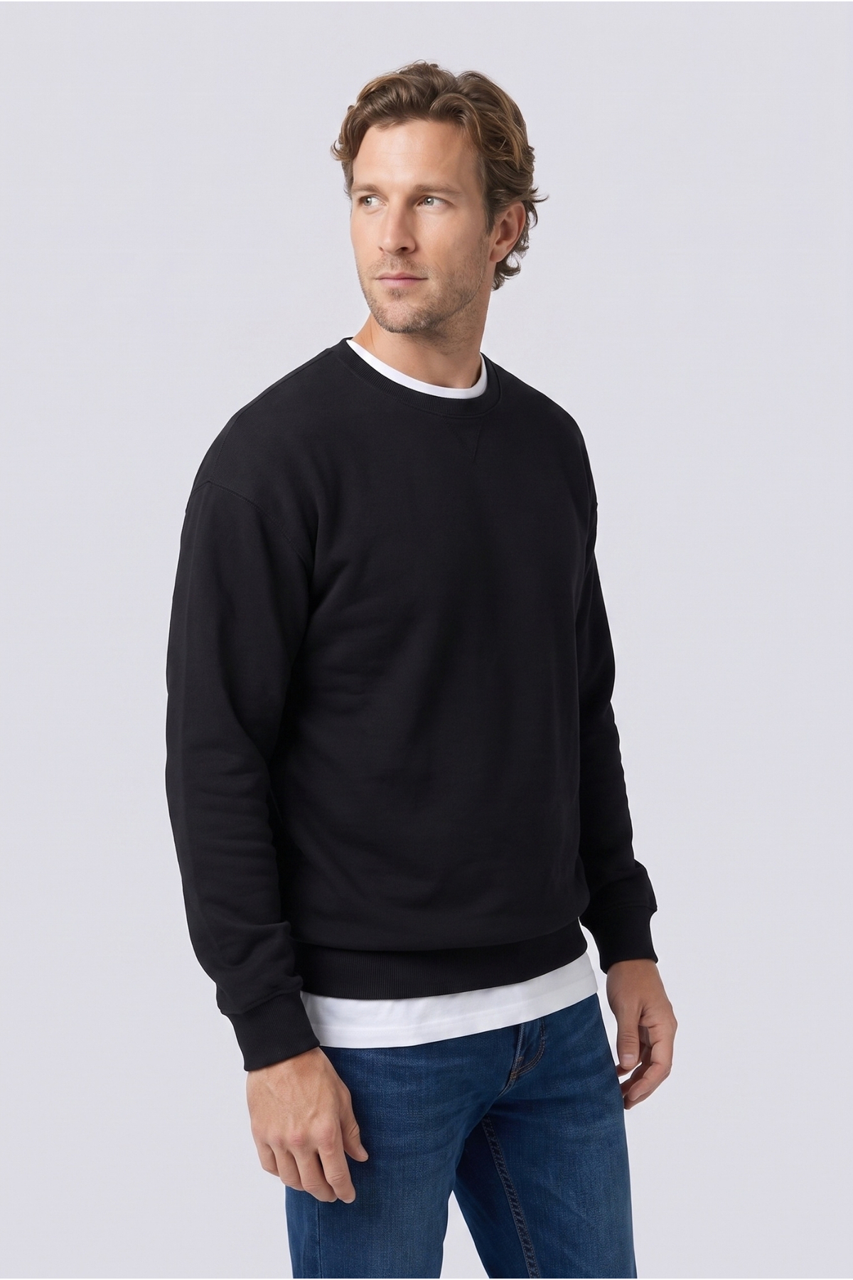 Kiğılı Bisiklet Yaka Oversize Pamuklu Sweatshirt