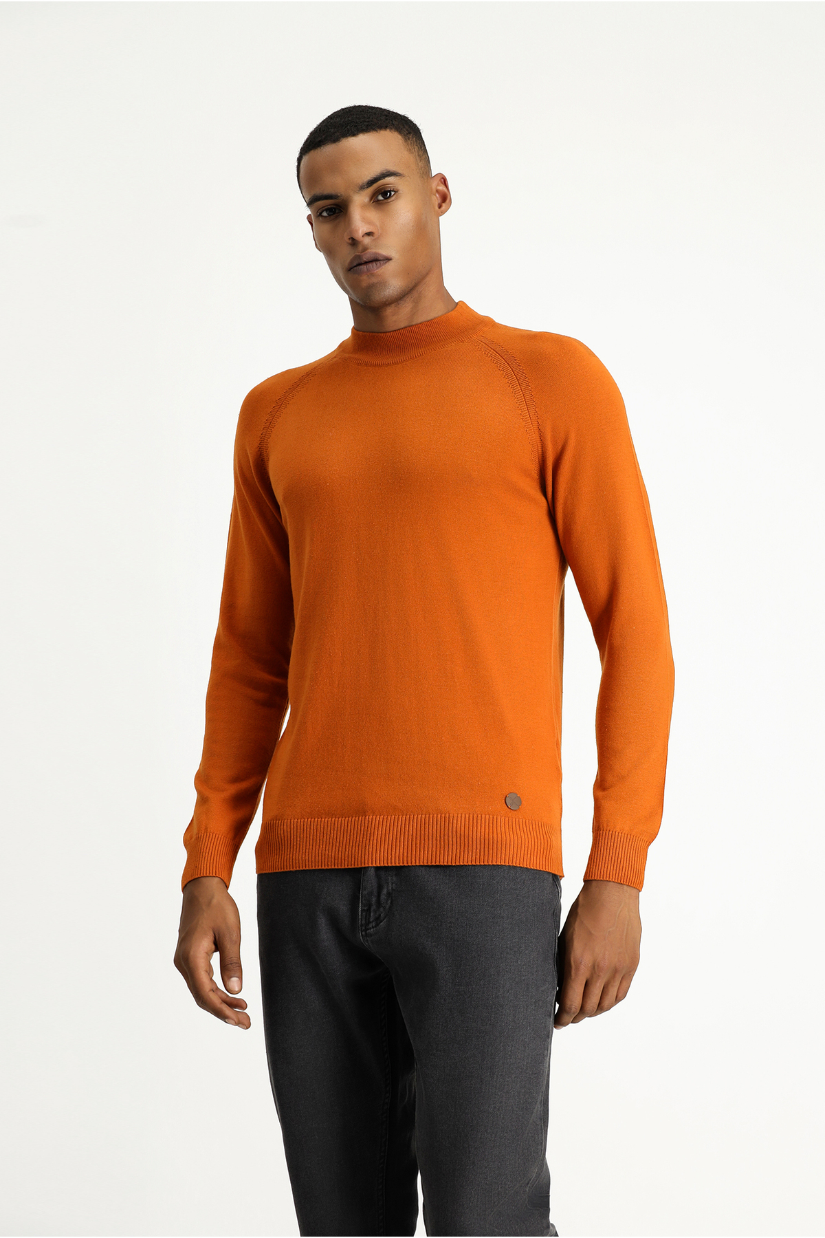 Yarım Balıkçı Yaka Slim Fit Dar Kesim Pamuklu Triko Kazak — نارنجی KK24DDH0DS007 — تصویر 3 از 6