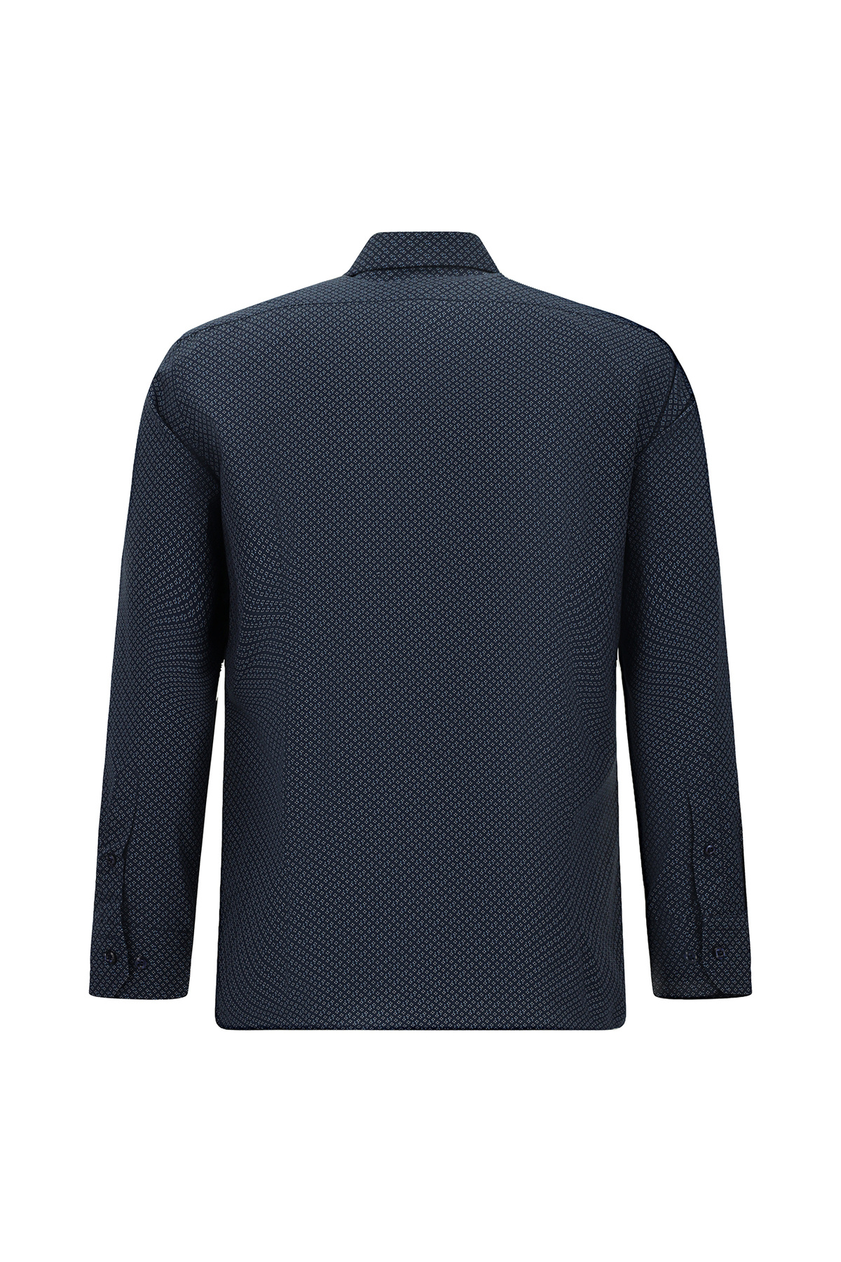Uzun Kol Slim Fit Dar Kesim Baskılı Pamuk Gömlek — سرمه‌ای AK264SC0BS001 — تصویر 2 از 3