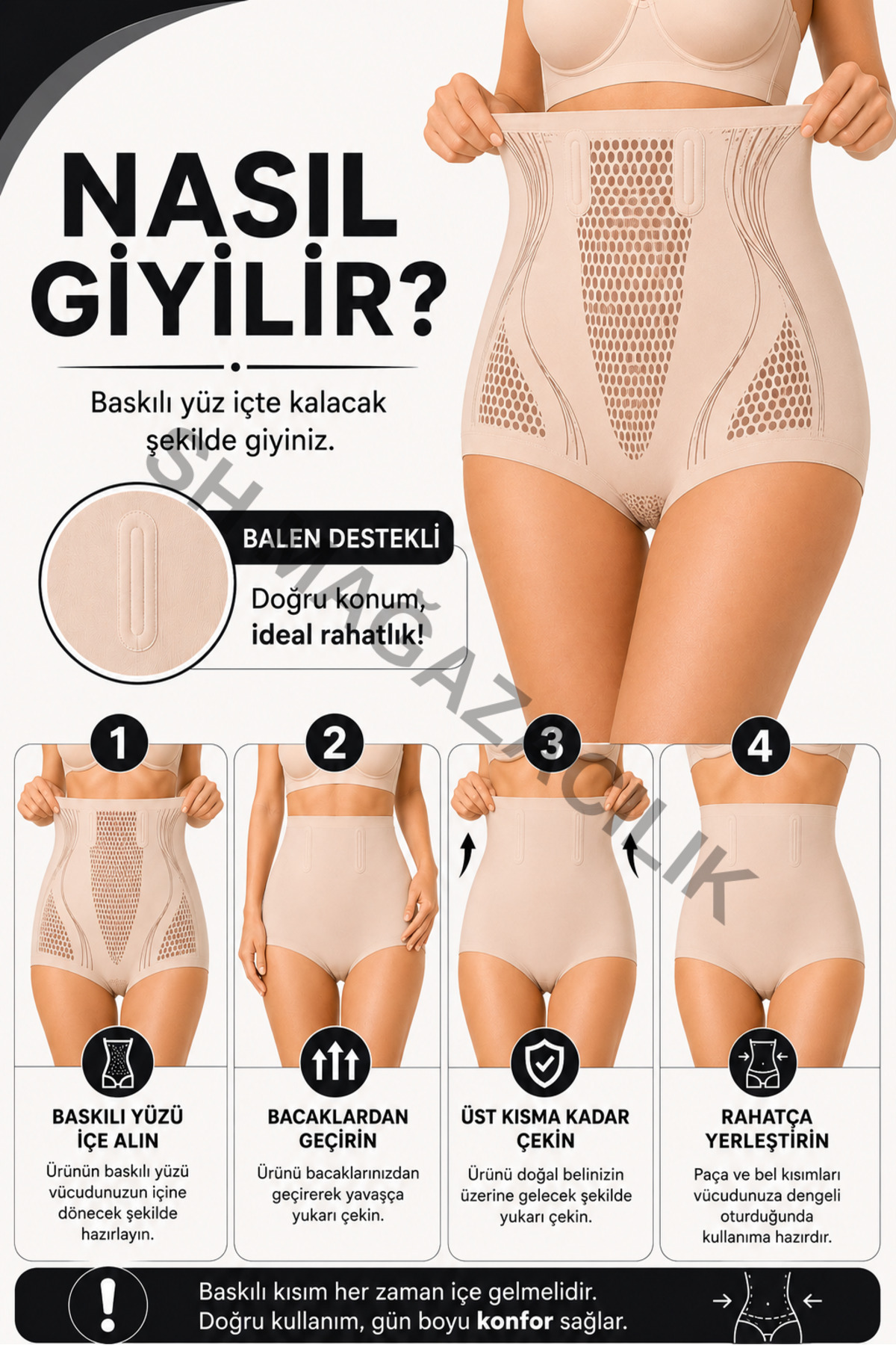 Sh Mağazacılık Yeni Sezon Günlük Dikişsiz Yüksek Bel Toparlayıcı İyonizer Korse görsel 3
