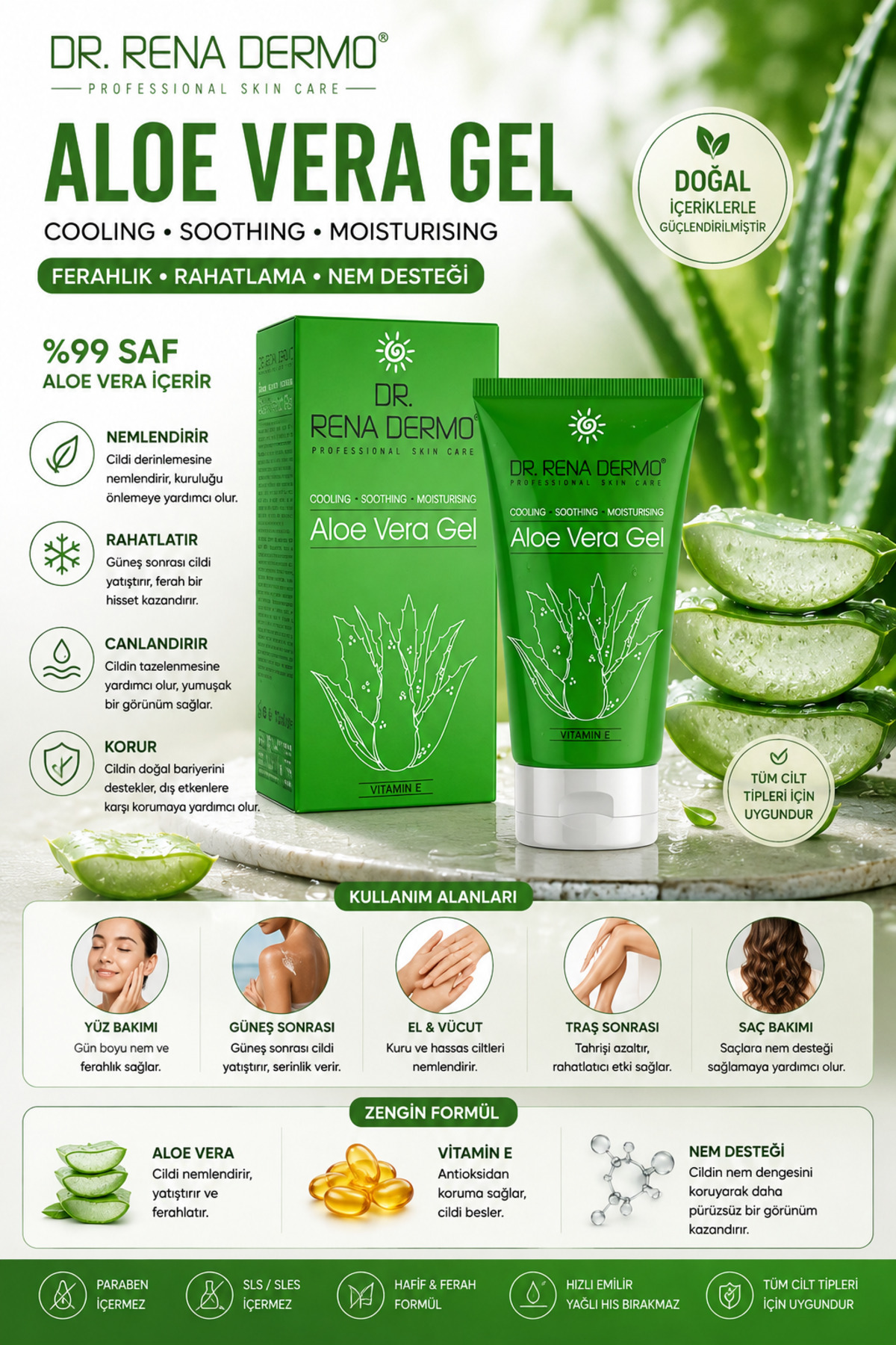 Ermo Dr. Rena Dermo Aloe Vera Güneş Sonrası Rahatlatıcı ve Yapılandırıcı Jel — TX422F30261413