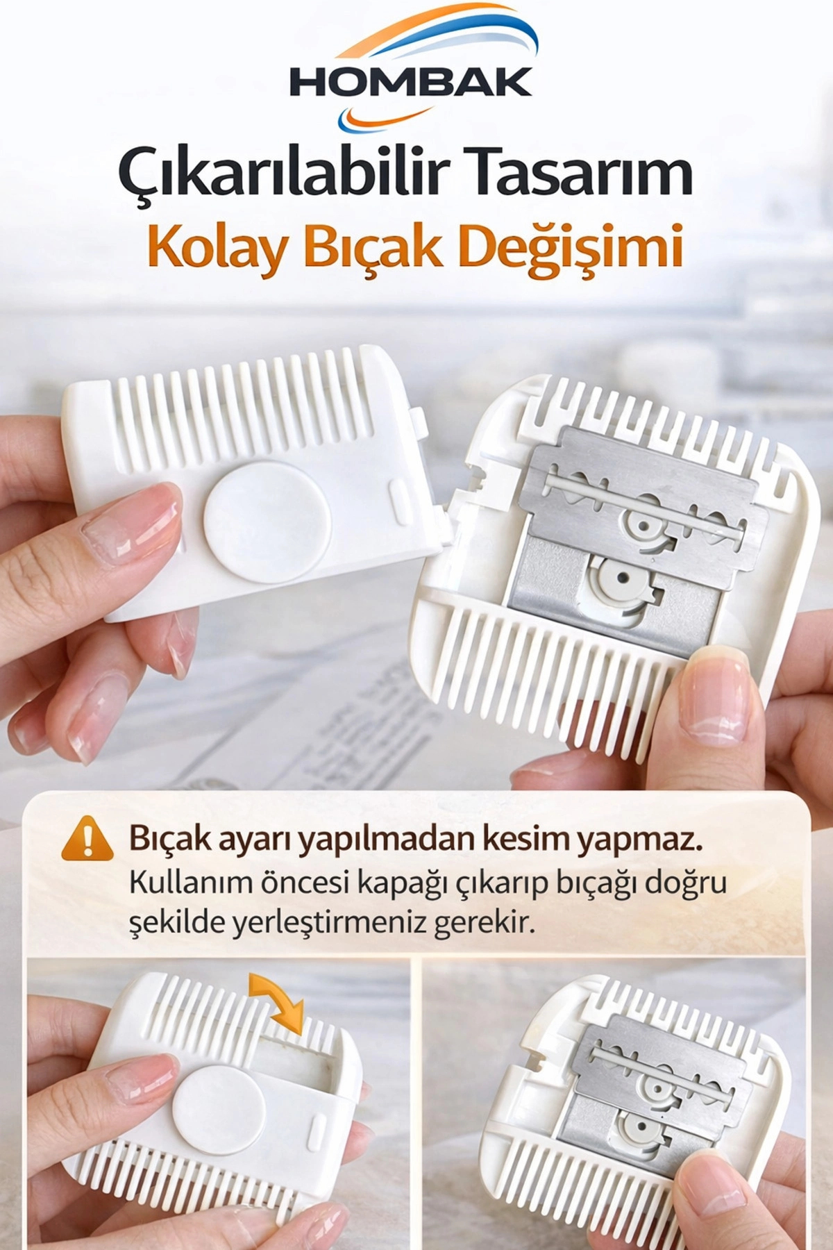 2’si 1 Arada Saç Kırık Alma Tarağı Ayarlanabilir Jiletli Saç Düzeltici Tarak Profesyonel Saç Bakım — رنگارنگ HMB-083 — تصویر 3 از 7