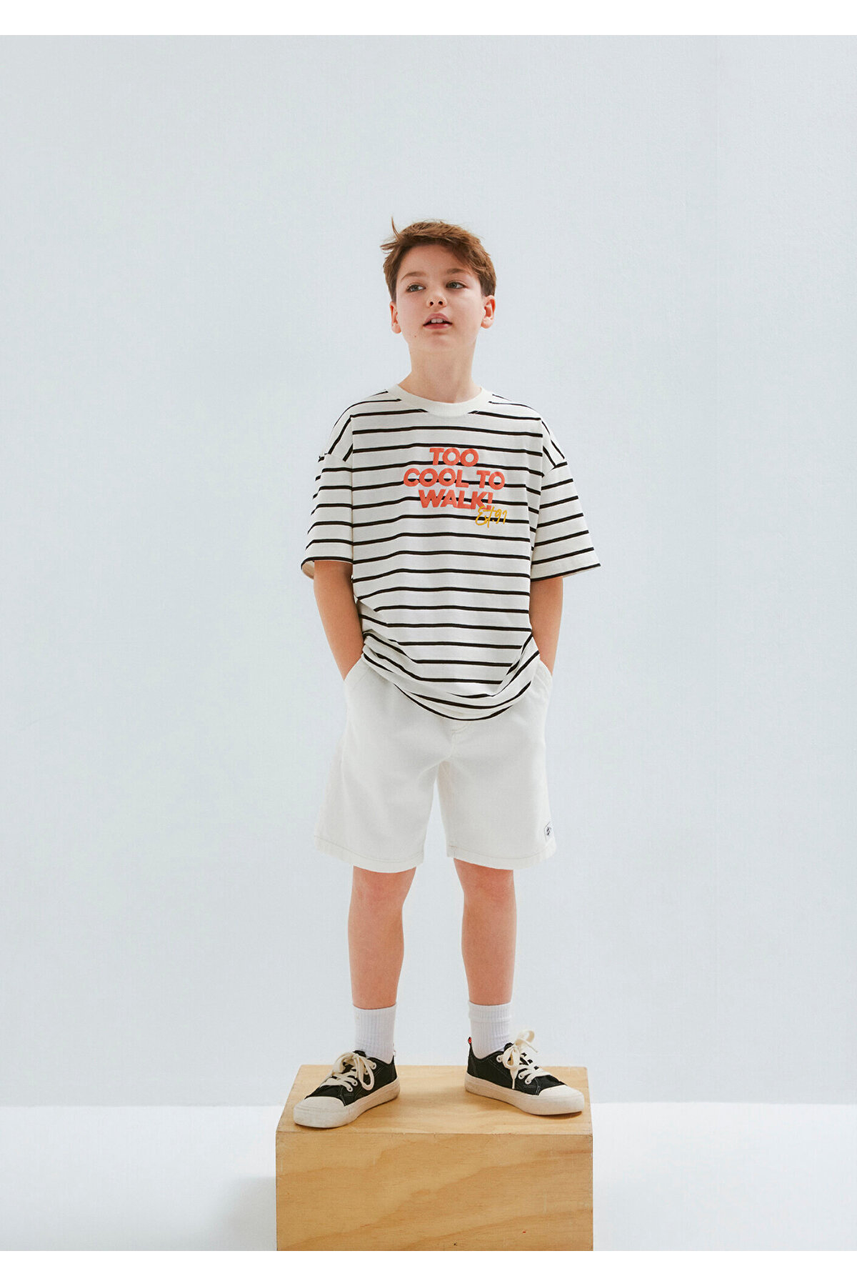 Mavi Printed Striped Ecru T-Shirt Oversize / Wide Cut 6610449-84041