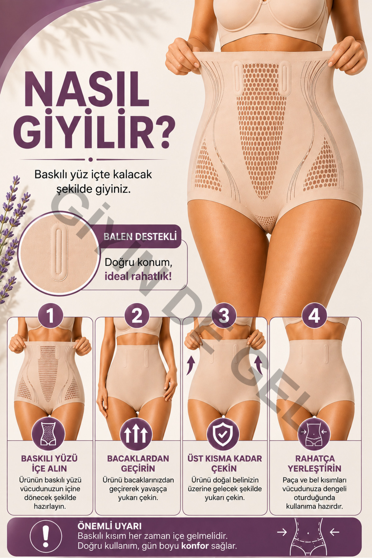 giyindegel İyonizer Lazer Kesim Korse Toparlayıcı iz göstermeyen Yüksek Bel V-Kontrol Popo Korse Külot görsel 3