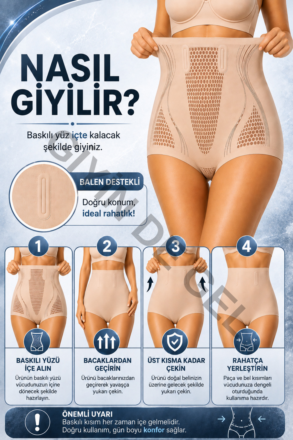 giyindegel Kadın V-Control Yüksek Bel Seamless Korse Külot | Balen Destekli, Dikişsiz ve Kaymaz Bel Yapı görsel 3