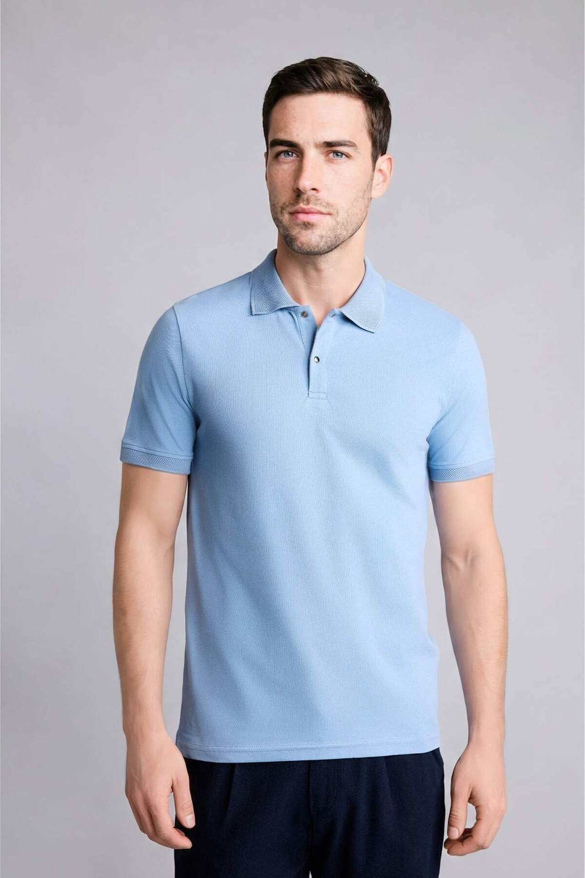 Defacto Cotton Slim Fit Polo Collar Pique Short Sleeve Polo T-Shirt T5259Az26Sm