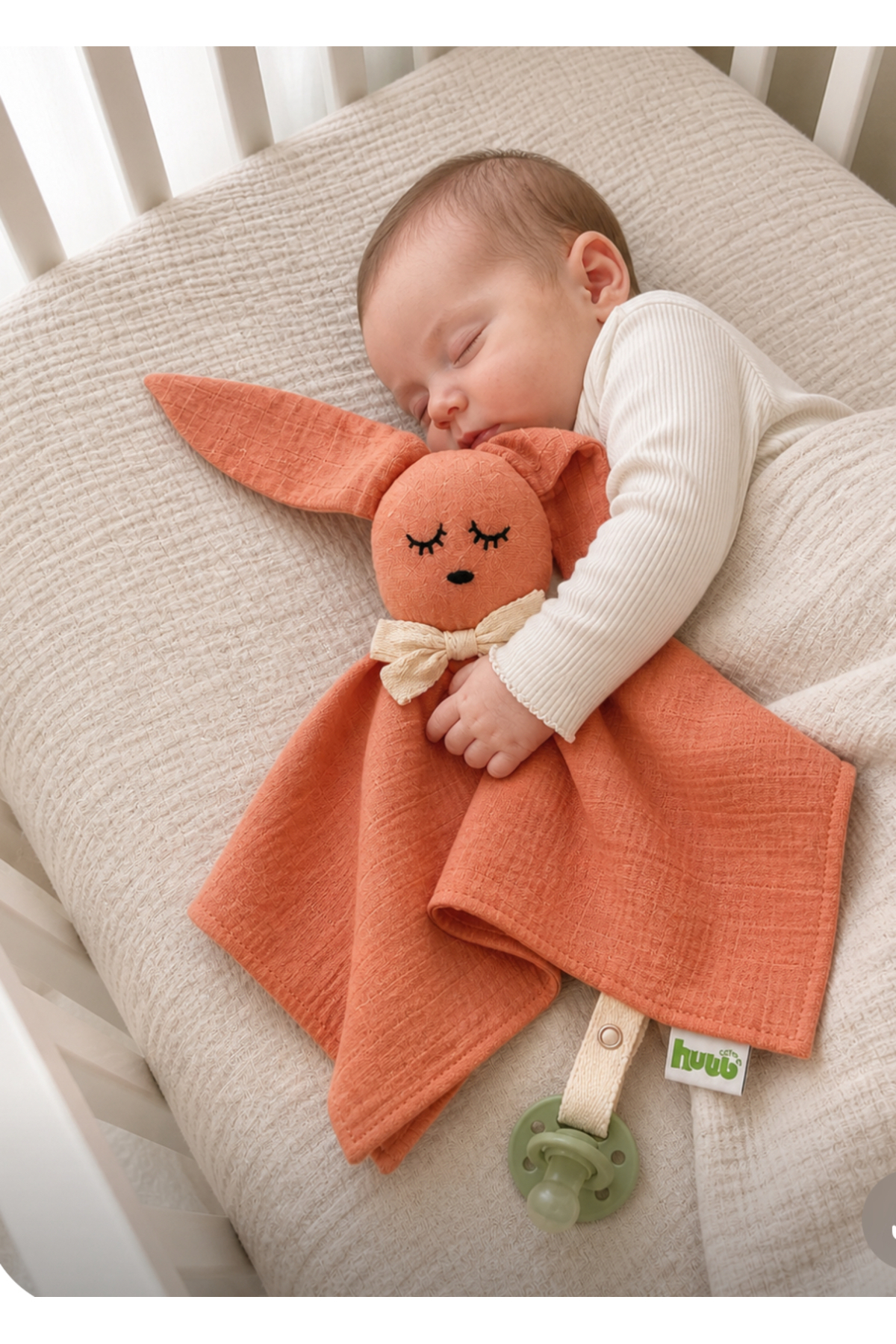 Organic Muslin Sleeping Companion Brown ( Pacifier Strap)