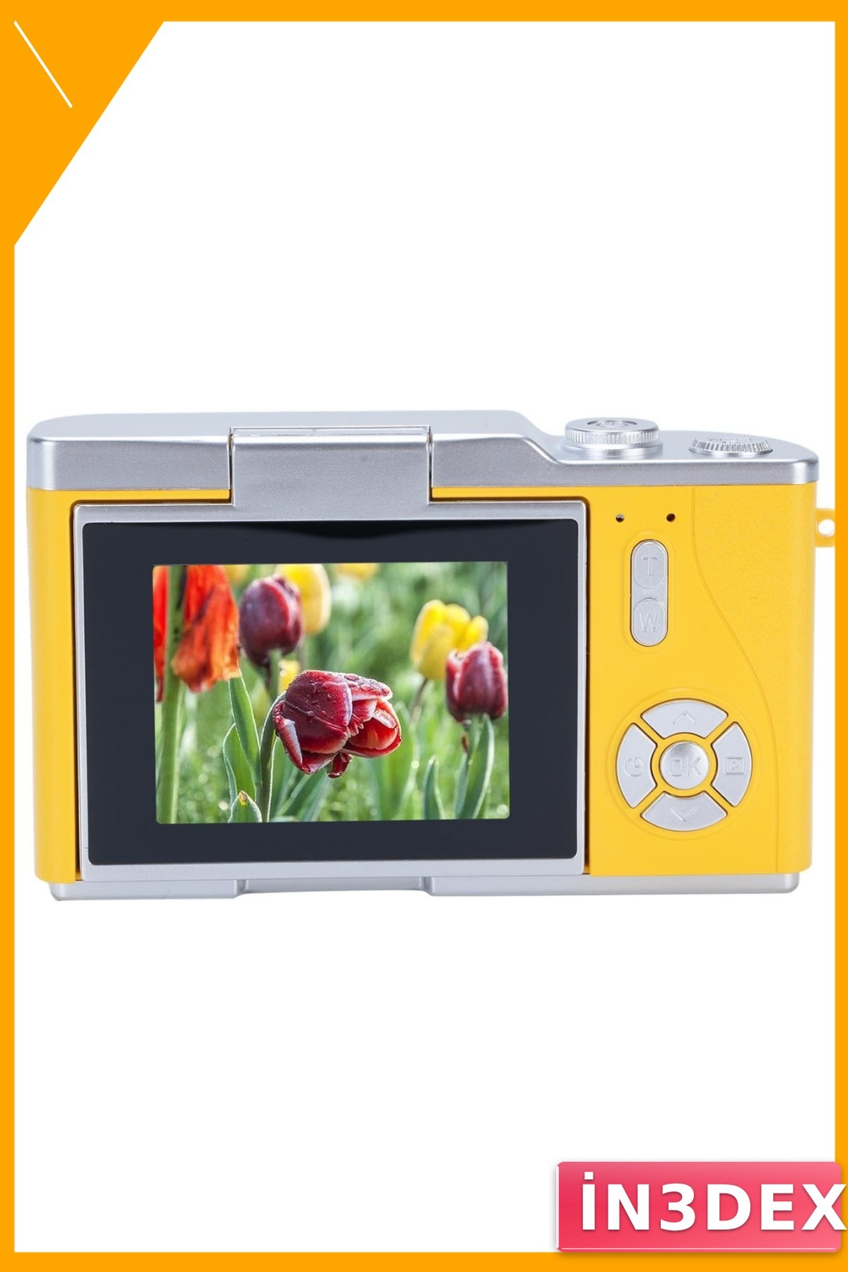48 MP Dijital Fotoğraf Makinesi 4K Video Flip Ekran Sarı