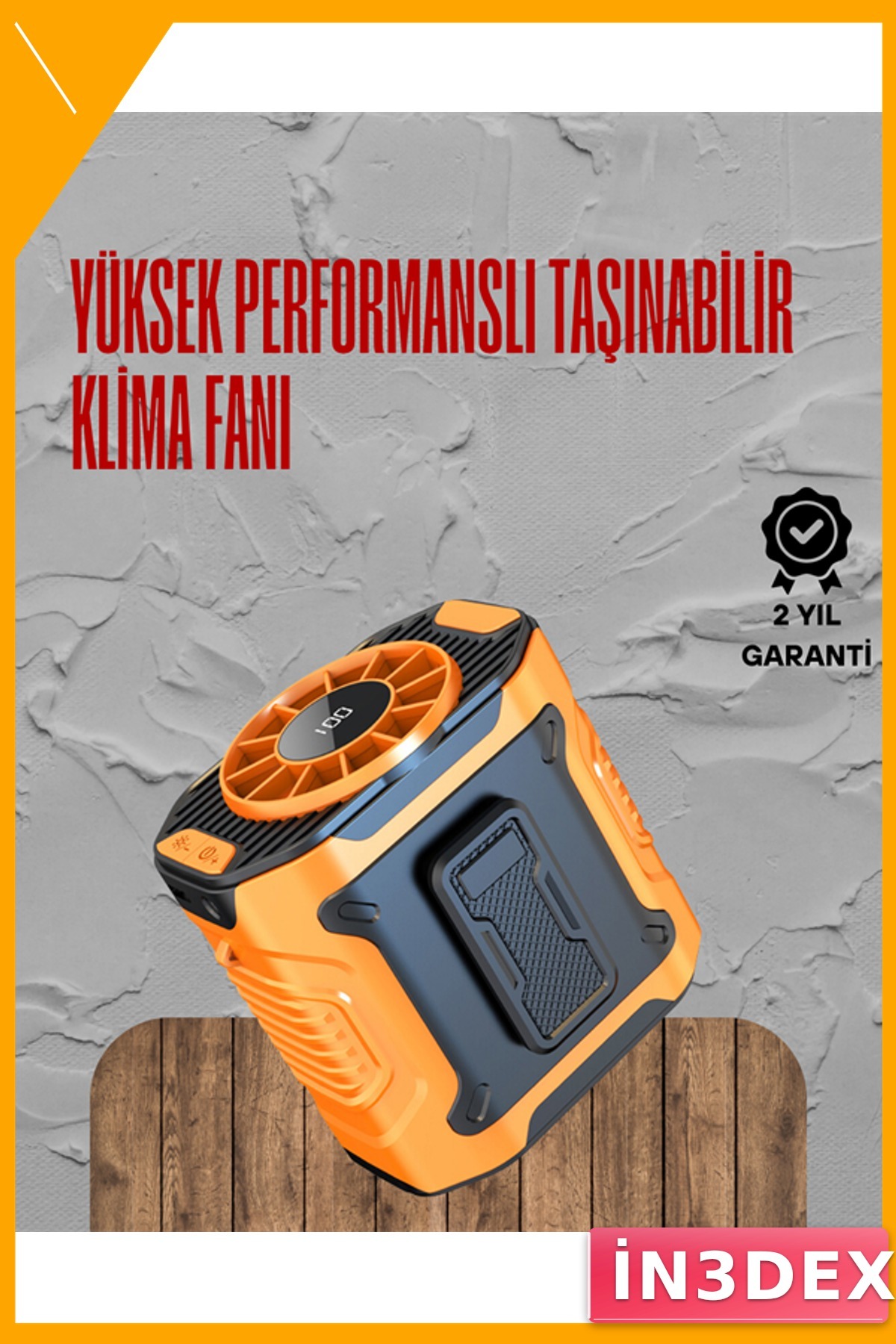 Taşınabilir Mini Fan 100 Kademeli Hız Dijital Ekranlı Sessiz Şarjlı