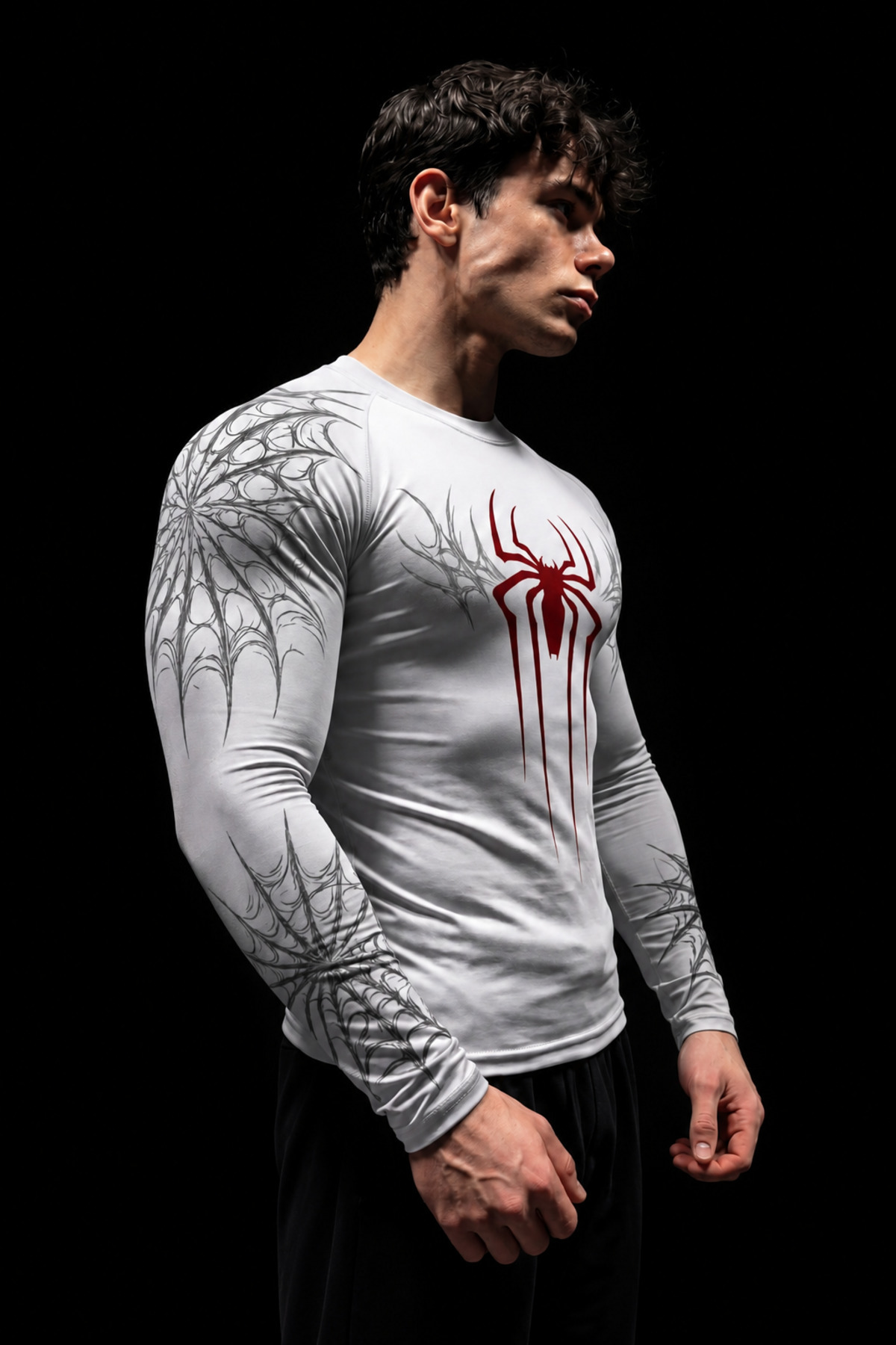 Stylovi Series | White Premium Compression Gym Body - Ultra Esnek, Slim Fit T-Shirt