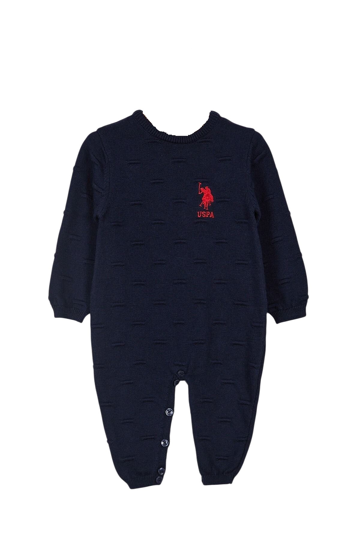U.S. Polo Assn. Licensed Navy Blue Knitwear Baby Jumpsuit Without Booties