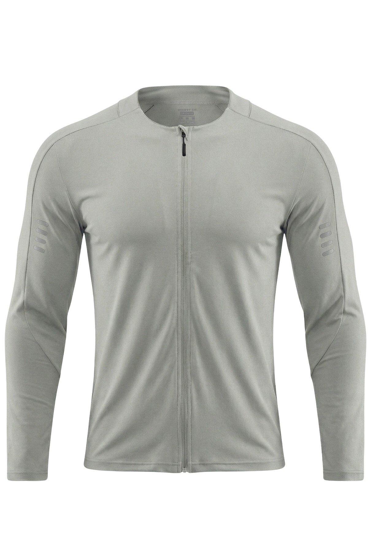 GHASSY CO . Erkek Tam Fermuarlı Dalgıç Kumaş Uzun Kollu Slim Fit Esnek Spor Sweatshirt görsel 2