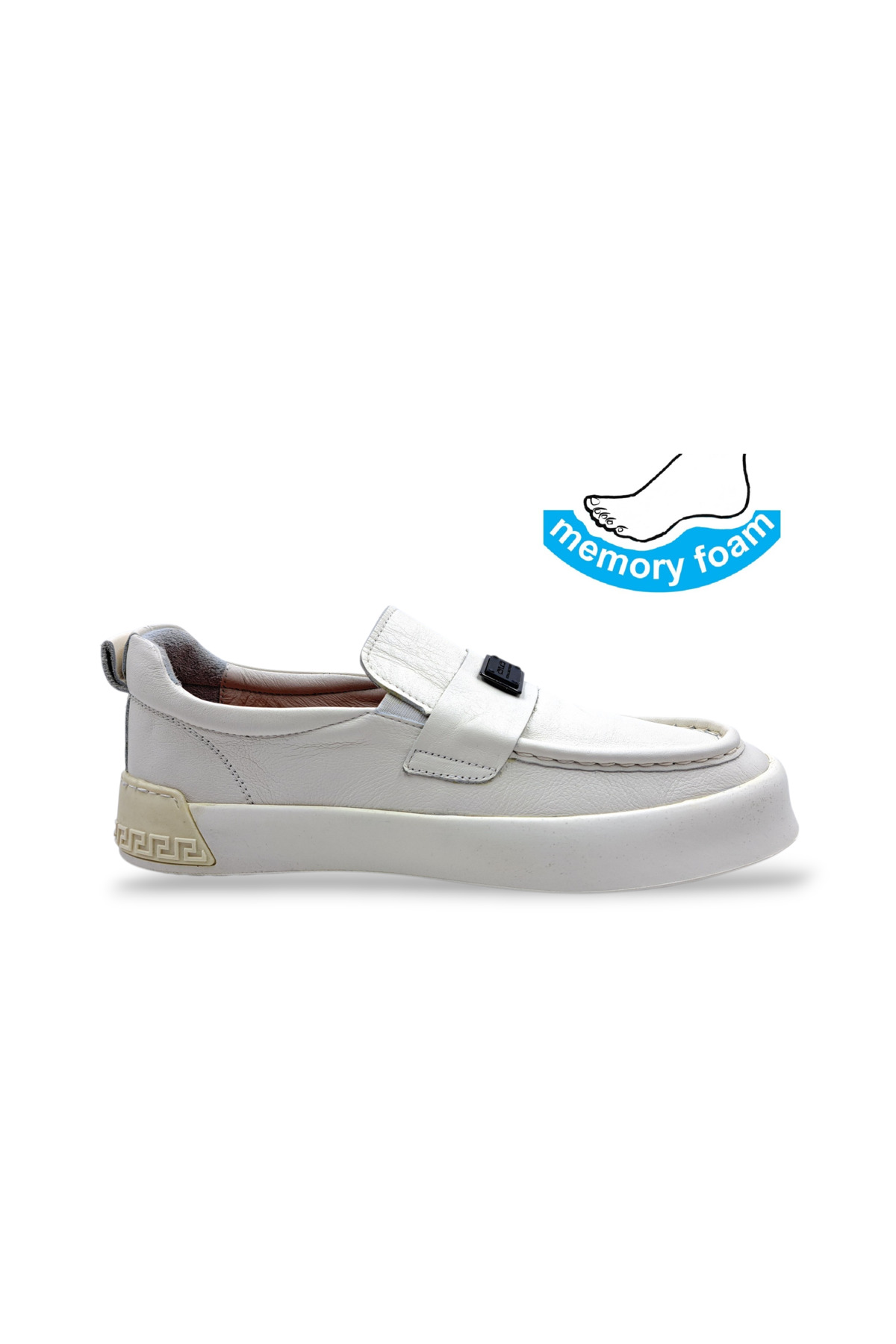LUCIANO BELLINI Hakiki Deri Bağcıksız Bej Kırık Beyaz Renk Memory Foam Erkek Ayakkabı Loafer görsel 4
