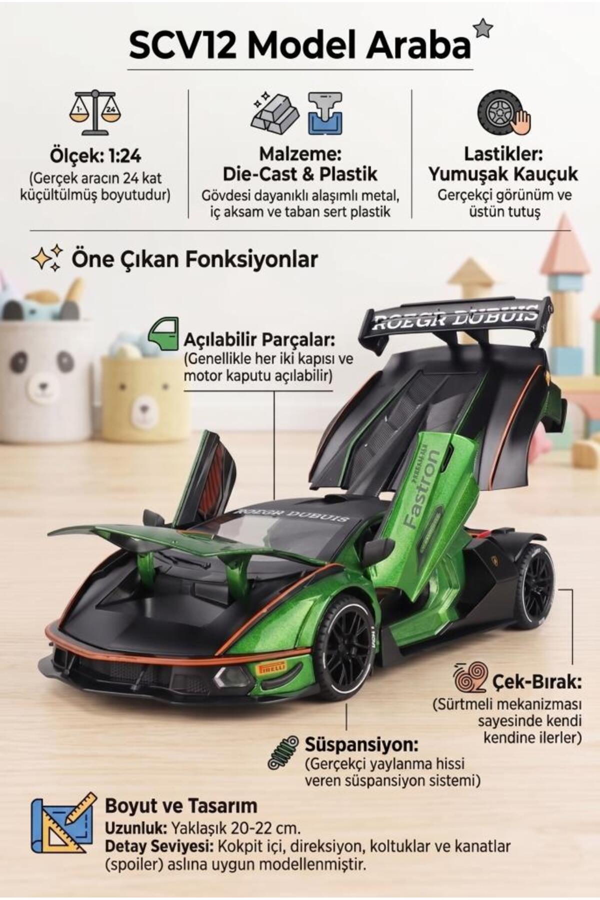 Tıfıl Toys Hobiez World 1:24 Lisanslı Metal Lamborghini Essenza