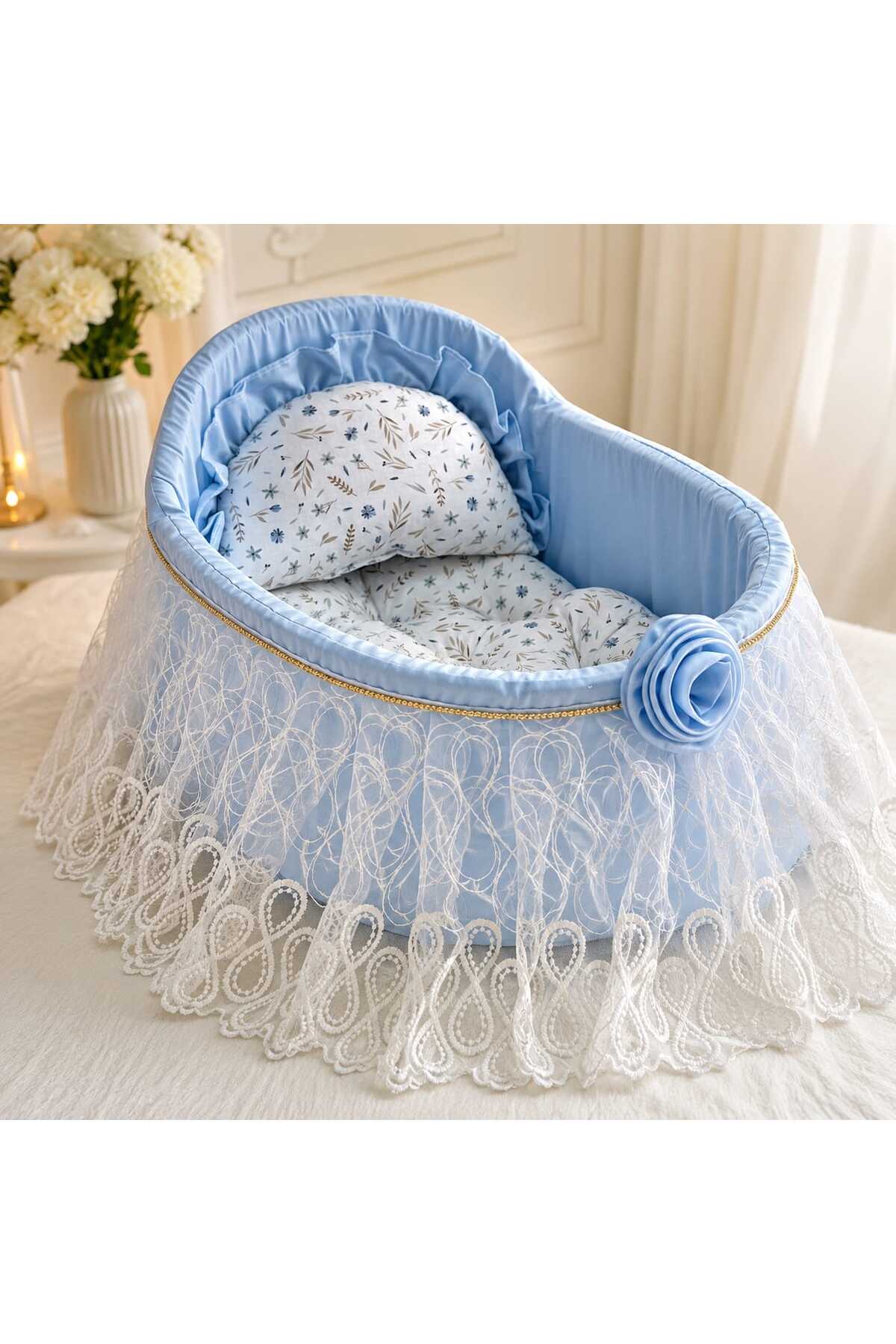 Luxury Lace Cotton Baby Nest Newborn Baby Bed