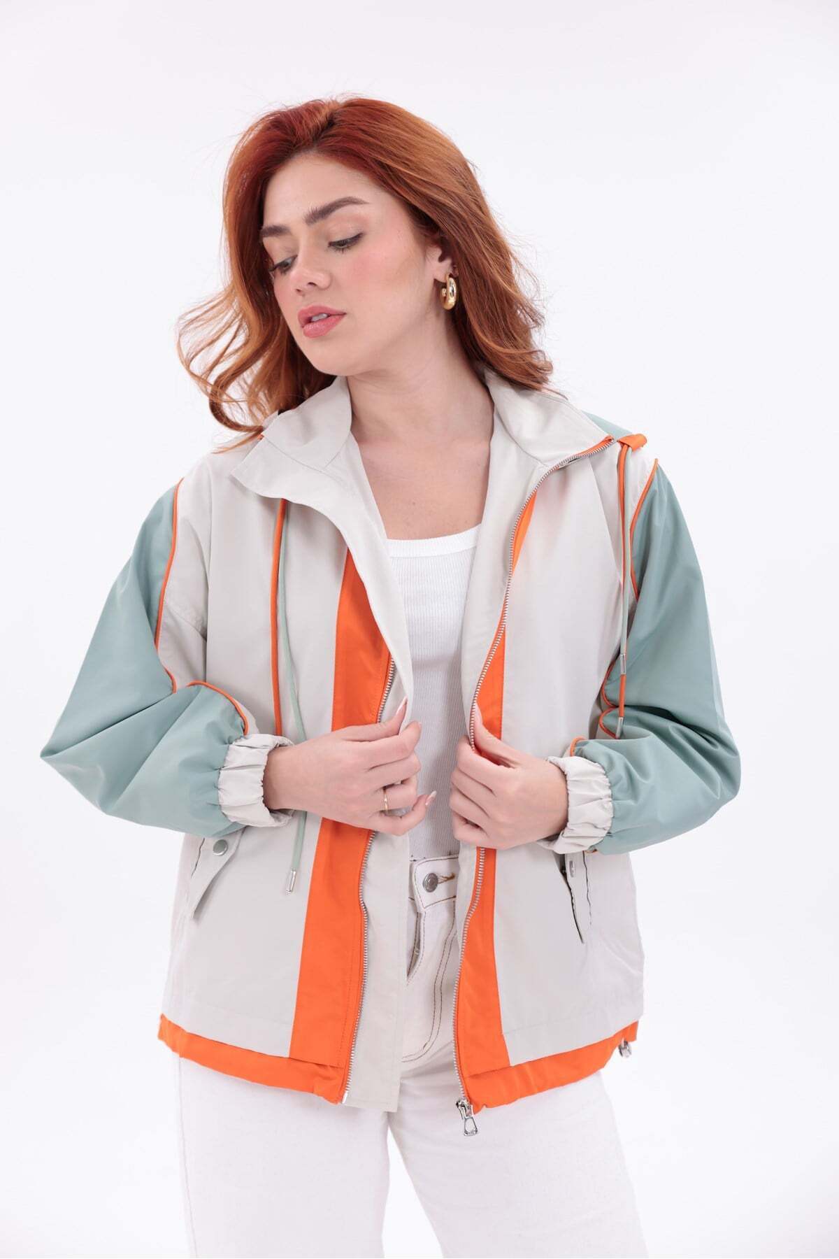 Yeys Shop Turuncu Soft Yeşil Renk Geçişli Yağmurluk