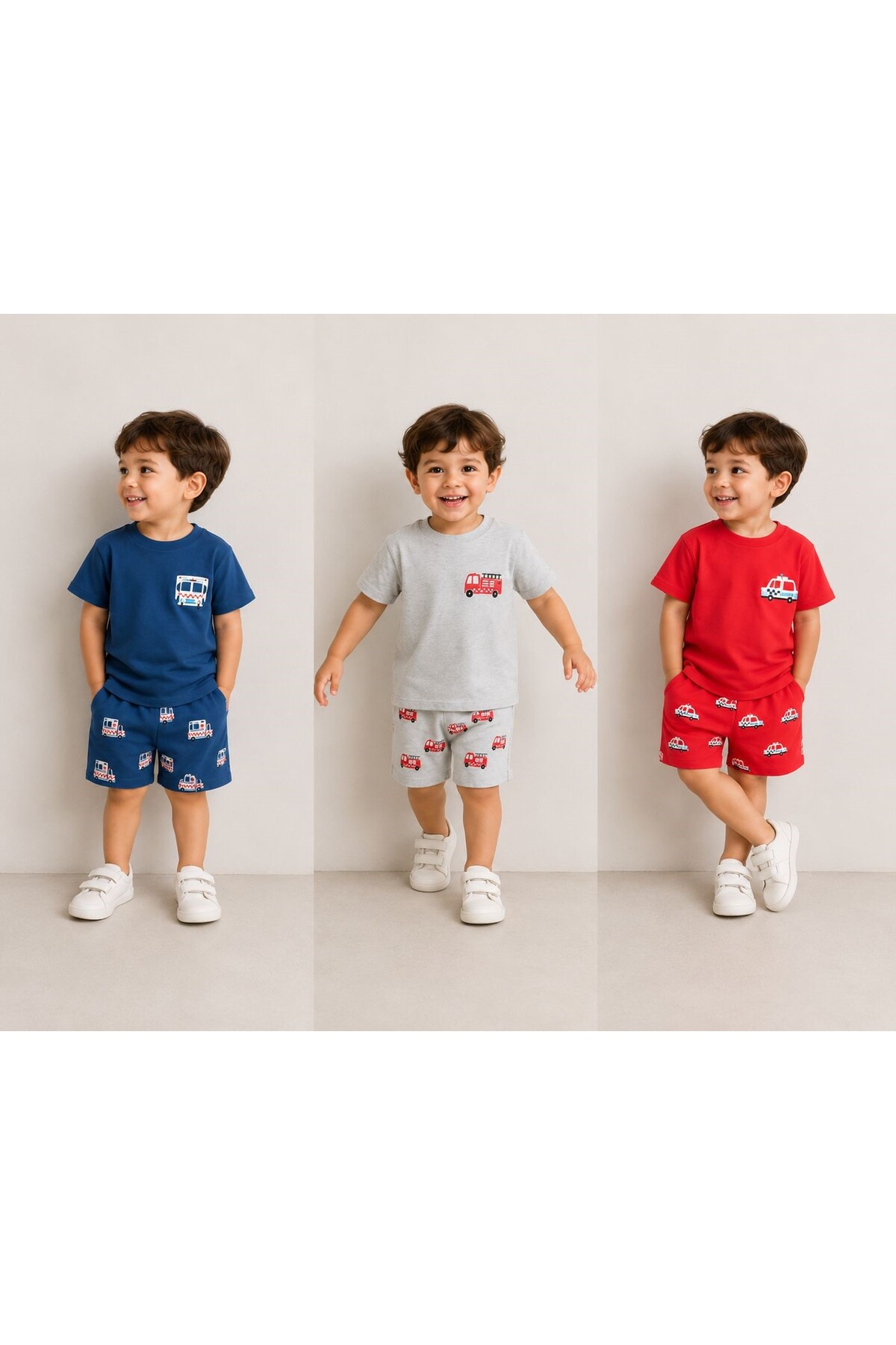 ciklet kids Boy's Shorts and Top Set 3-Piece Set