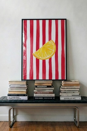 TabloRosa Siyah Çerçeveli Modern Dekoratif Poster Tablo – Stripes V3 | Mutfak...