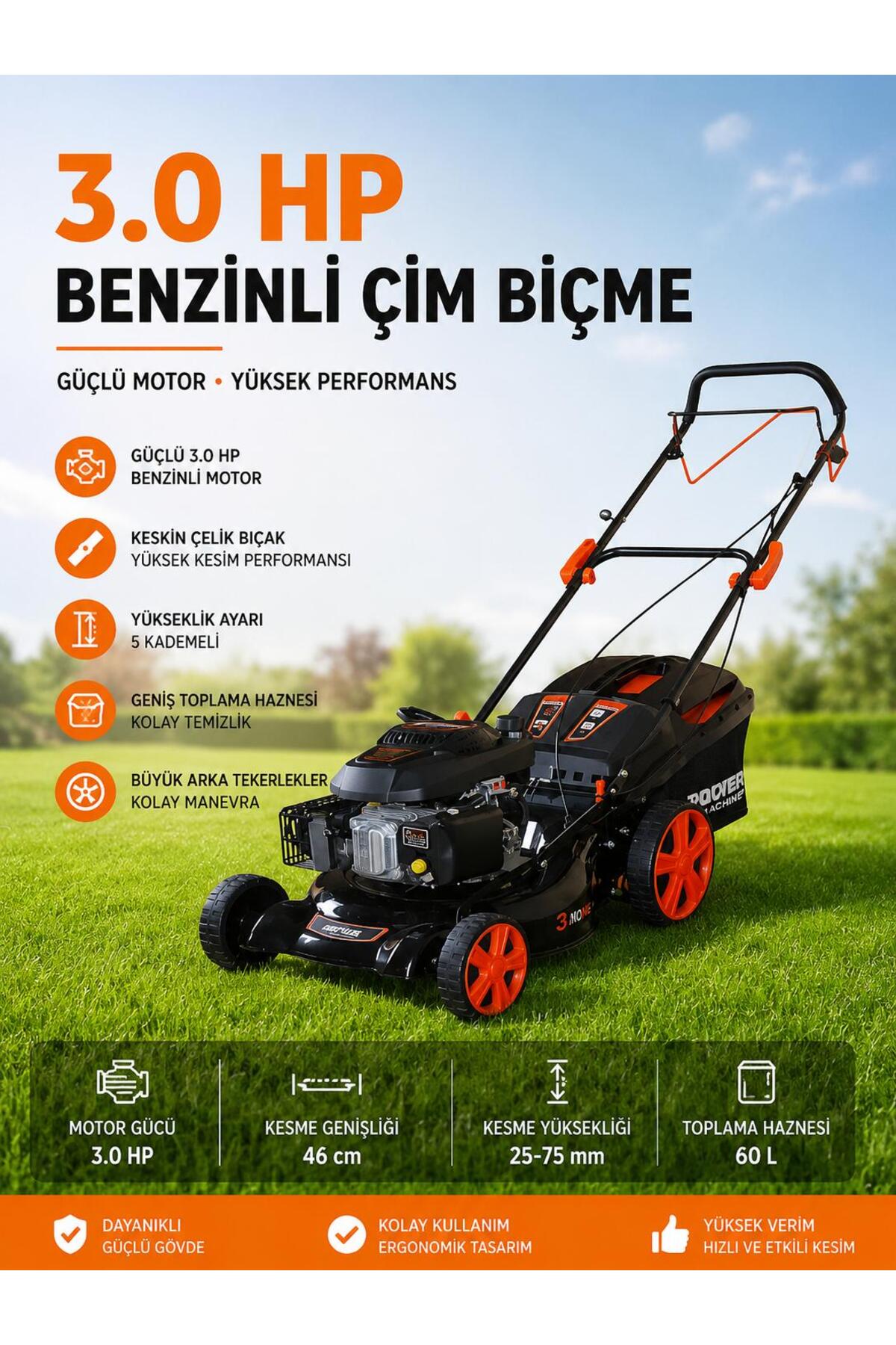 Proter Pgs 685 Sl Benzinli Şanzımanlı Kendinden Yürümeli Çim Biçme