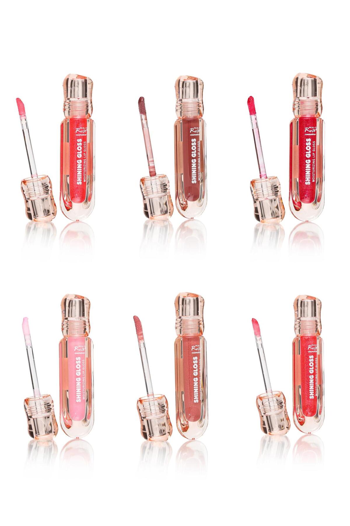 Roesıa Rose Cosmetics Rose 6'lı Shınıng Lıp Gloss - Simli Renkli