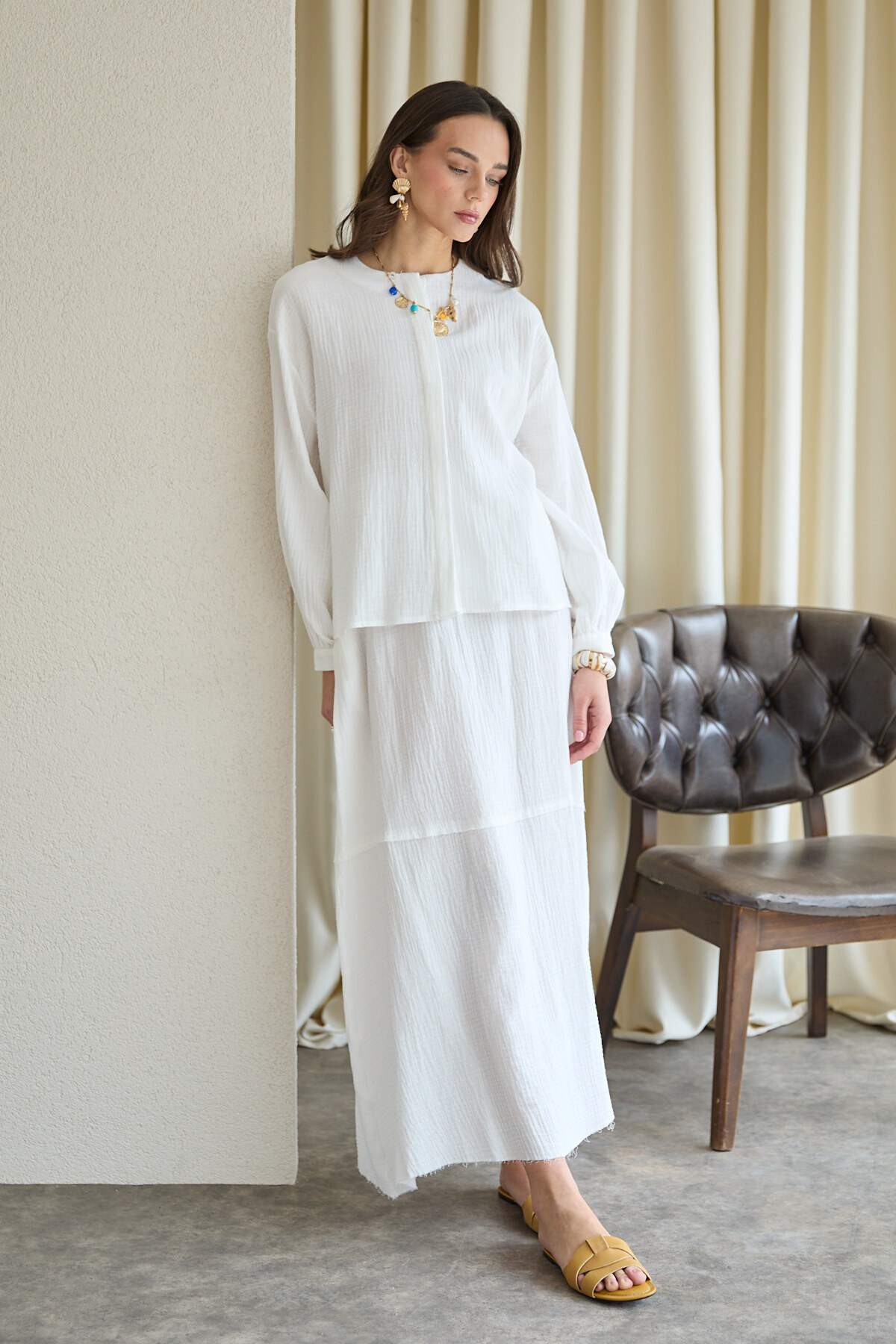 Melike Tatar Muslin Skirt Set 32-2822