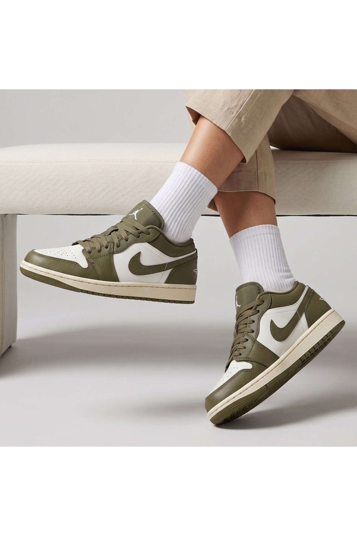 Nike Air Jordan 1 Zeytin Yeşil Günlük Sneaker Sportie ( Dar